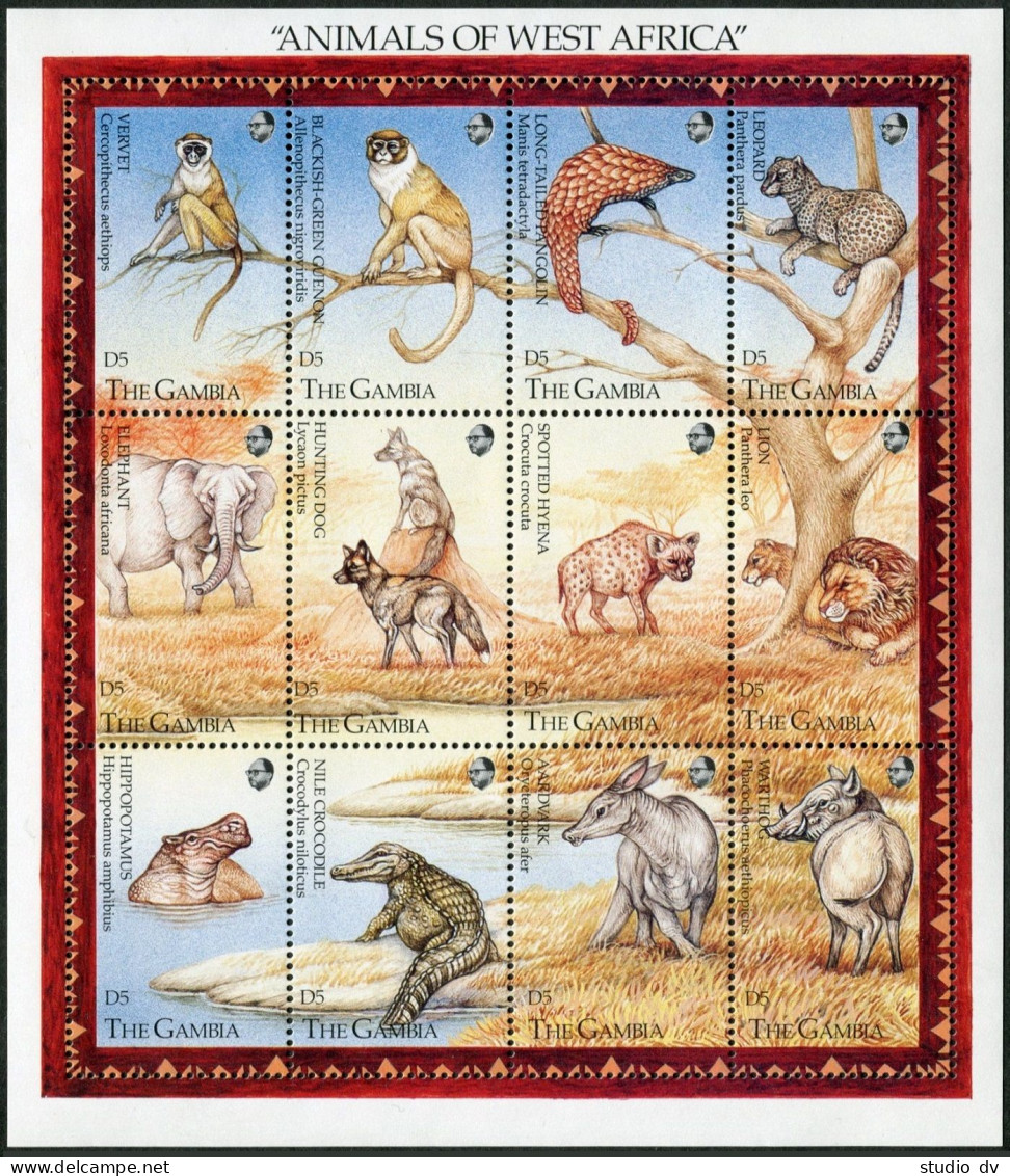 Gambia 1358-1359 Al Sheets,MNH.Michel 1525-1548. Animals Of West Africa,1993. - Gambie (1965-...)