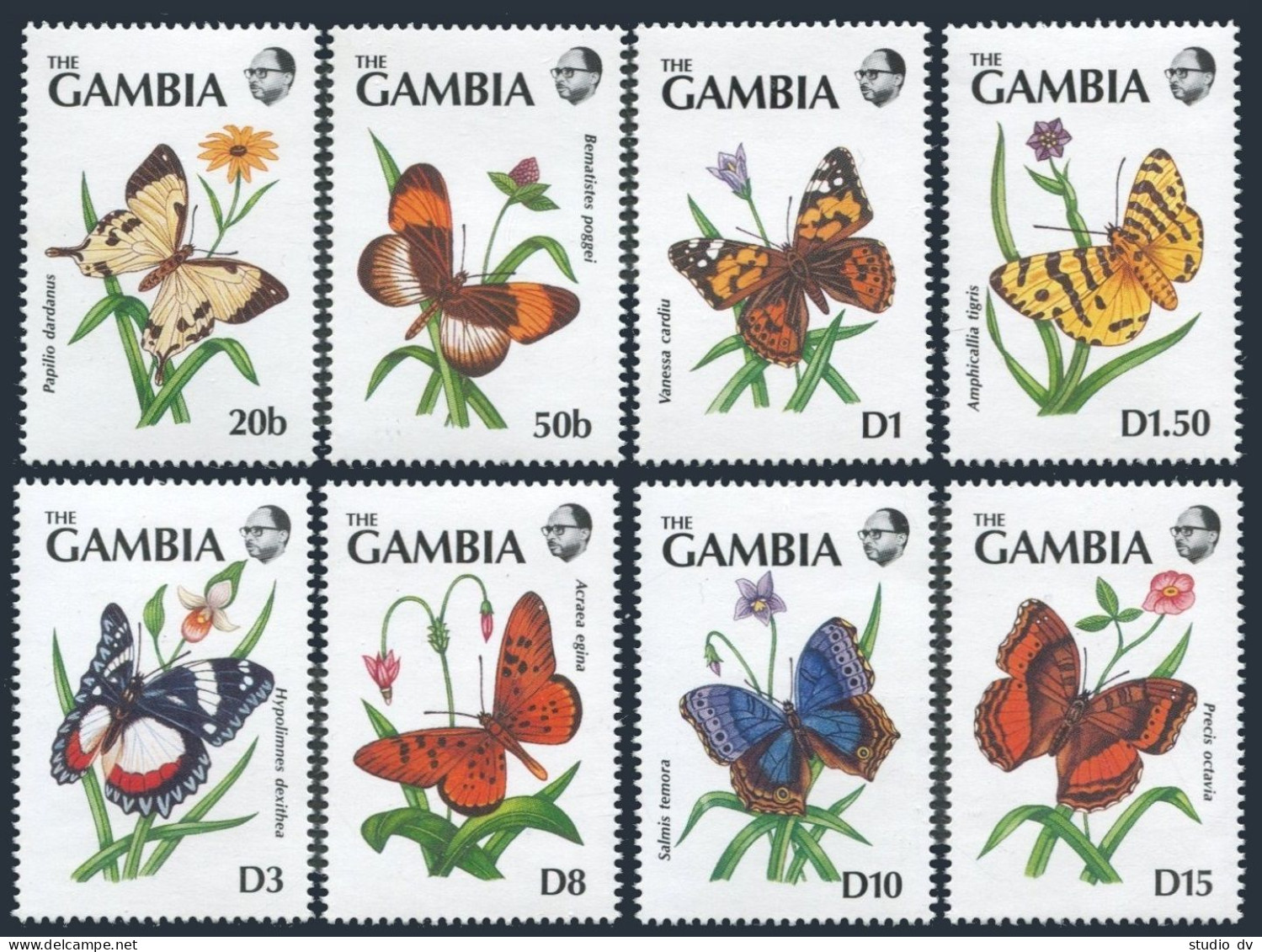 Gambia 1068-1075,1076-1079,MNH.Michel 1164-1171,Bl.112-115. Butterflies 1991. - Gambia (1965-...)