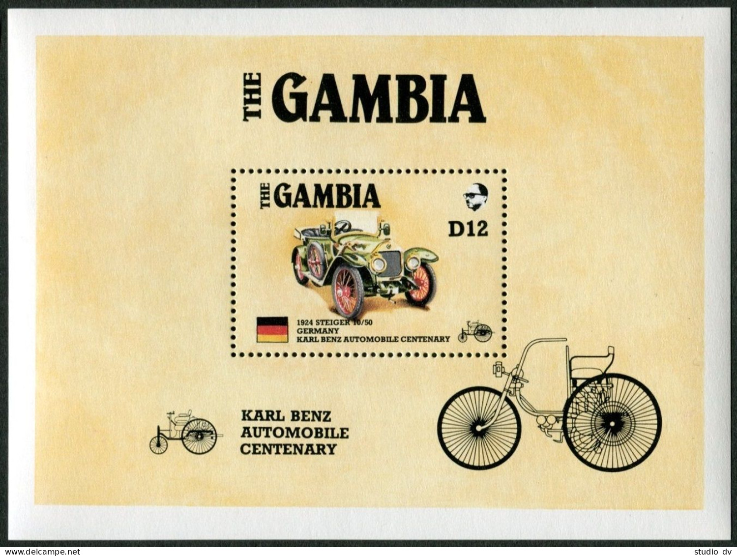 Gambia 620-627, 628-629, MNH. Mi 626-633, Bl.24-25. Karl Benz Automobile, 1986. - Gambie (1965-...)