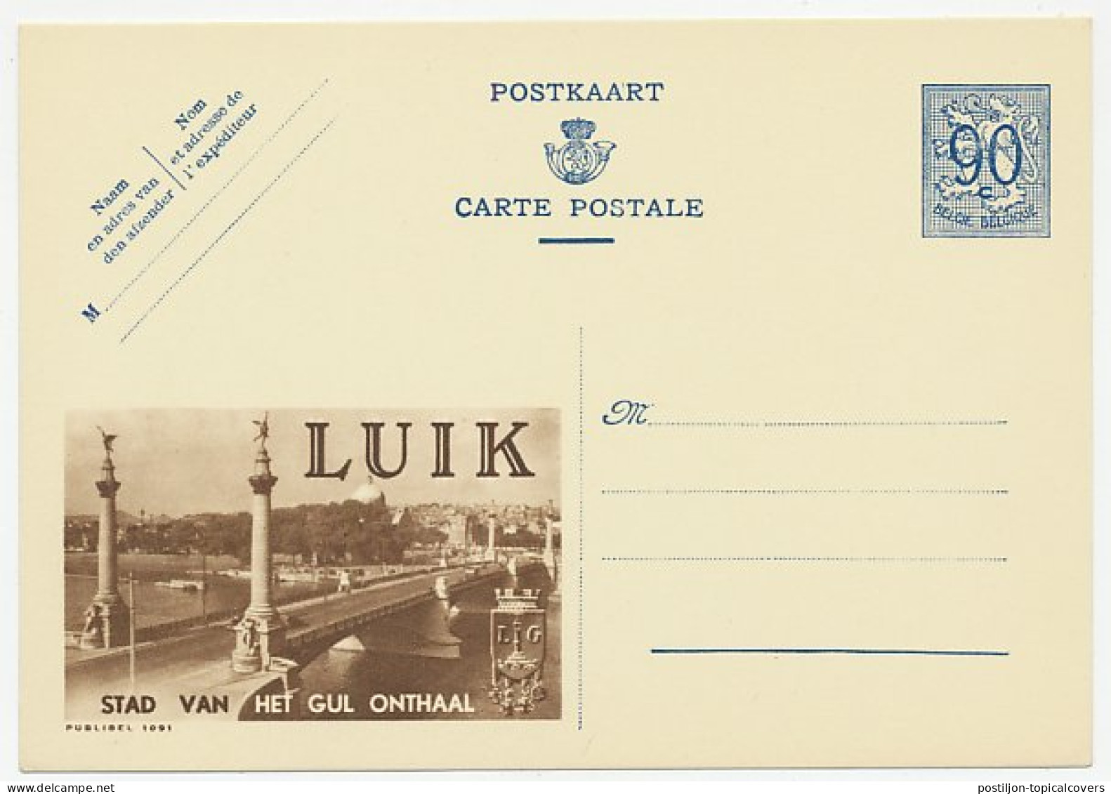 Publibel - Postal Stationery Belgium 1951 Bridge - Luik - Ponts