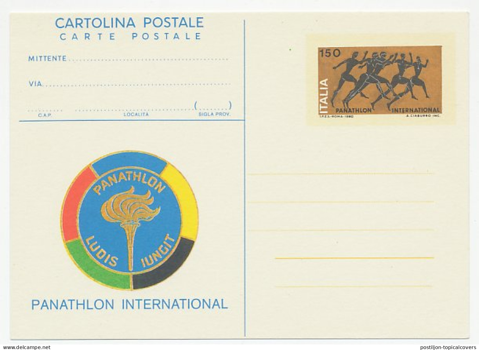Postal Stationery Italy 1980 Panathlon International - Other & Unclassified