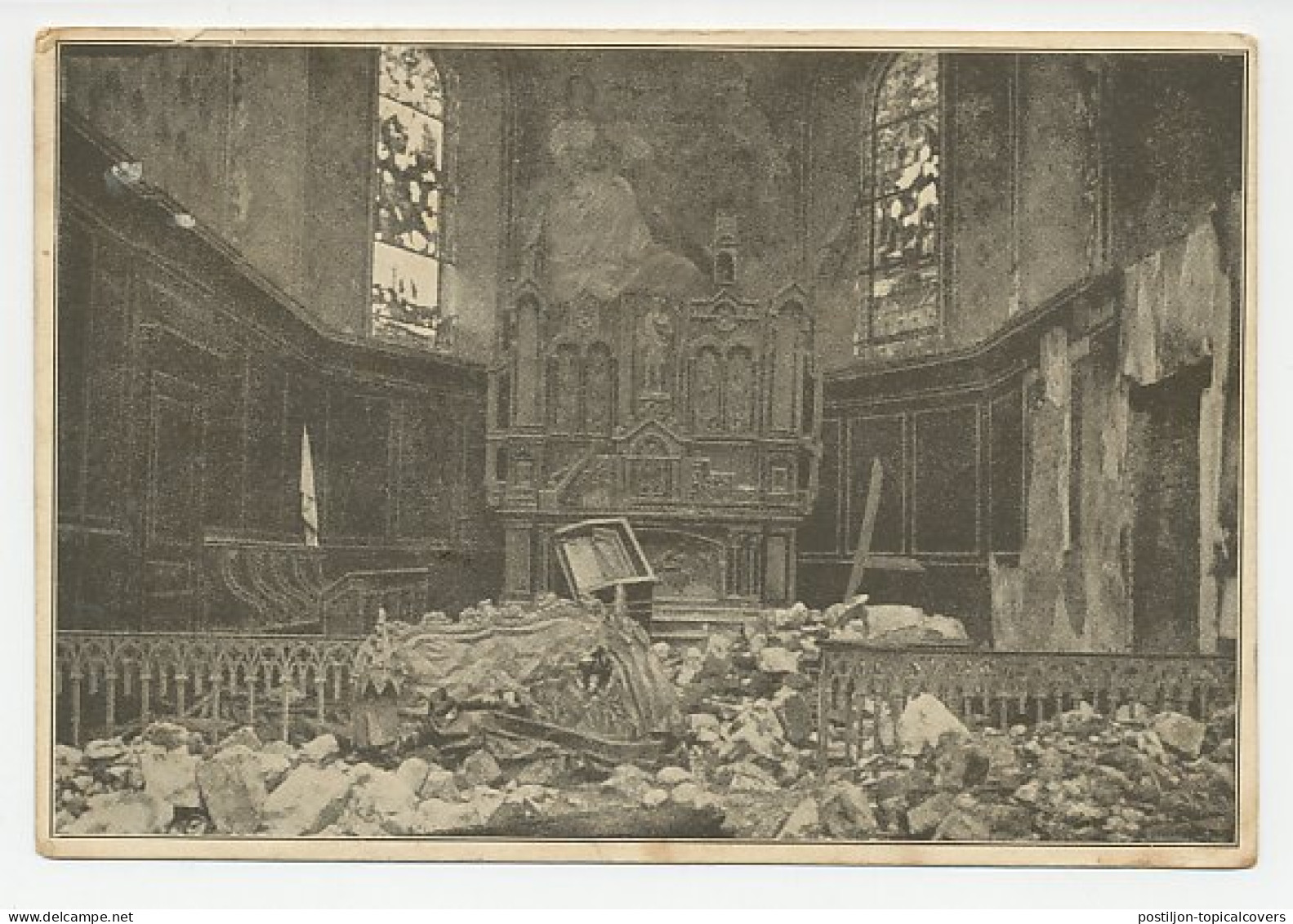 Fieldpost Postcard Germany / France 1915 Church - War Damage - WWI - Churches & Cathedrals