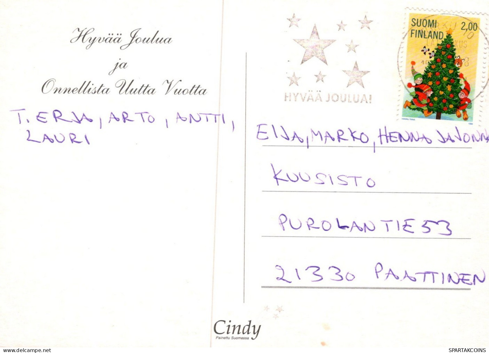 BABBO NATALE Animale Natale Vintage Cartolina CPSM #PAK537.IT - Santa Claus