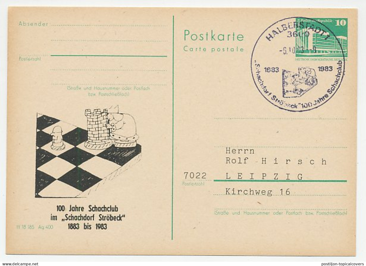 Postal Stationery Germany / DDR 1983 Chess - Non Classés