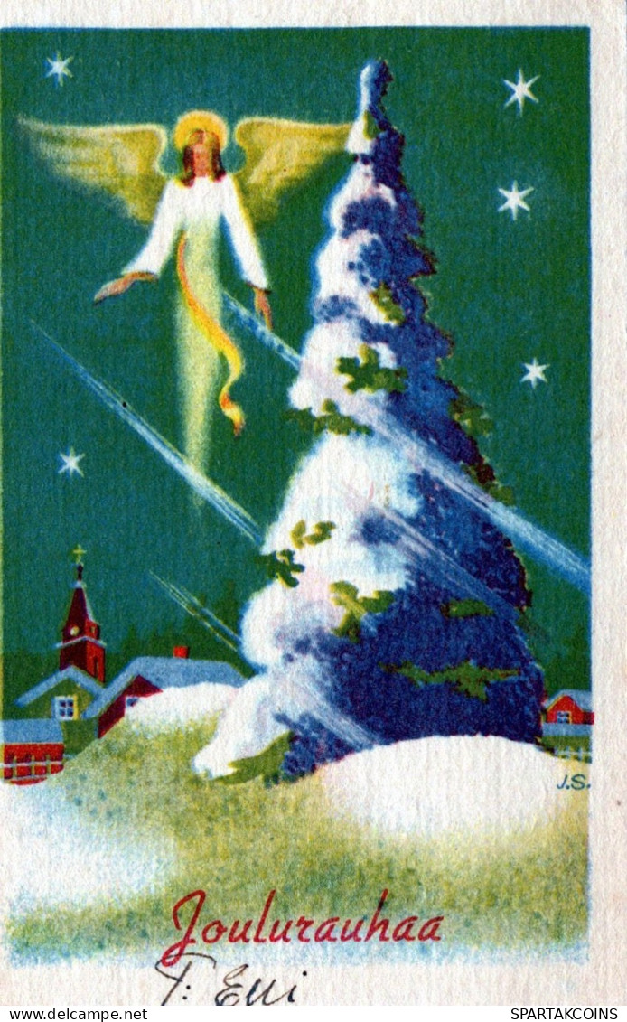 ANGELO Buon Anno Natale Vintage Cartolina CPSMPF #PAG720.IT - Angels