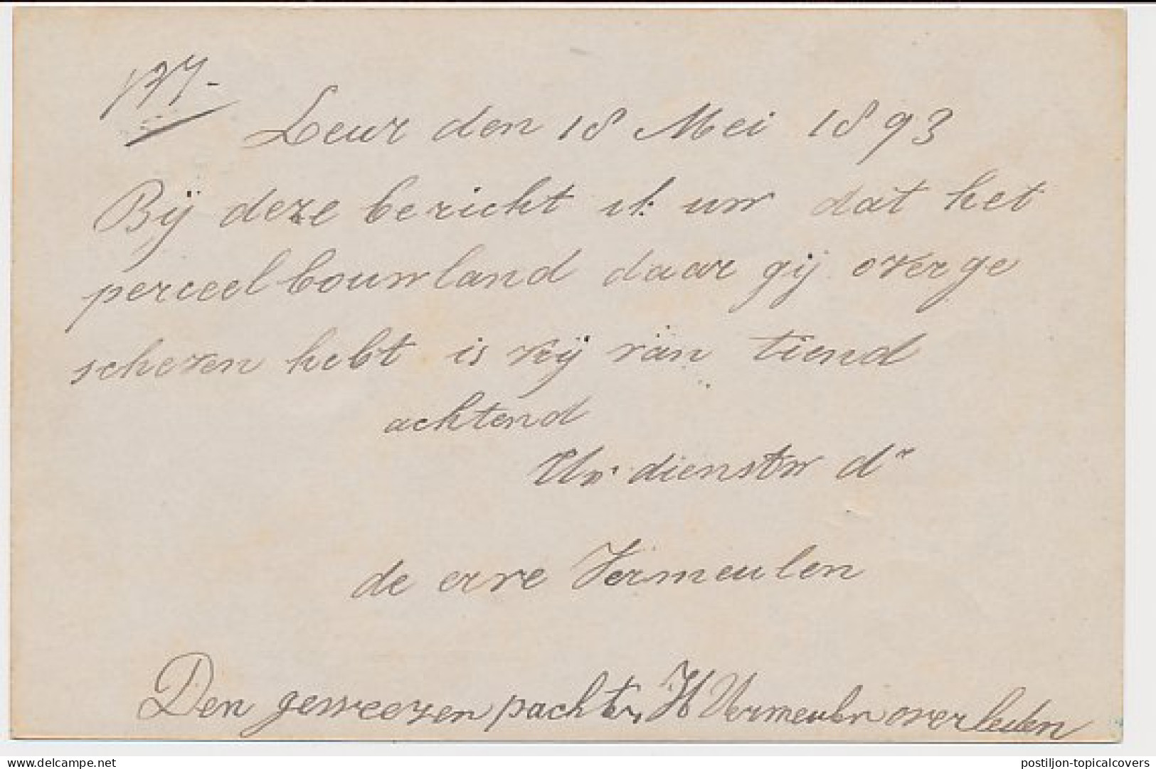 Briefkaart G. 23 Particulier Bedrukt Dordrecht 1893 - Entiers Postaux