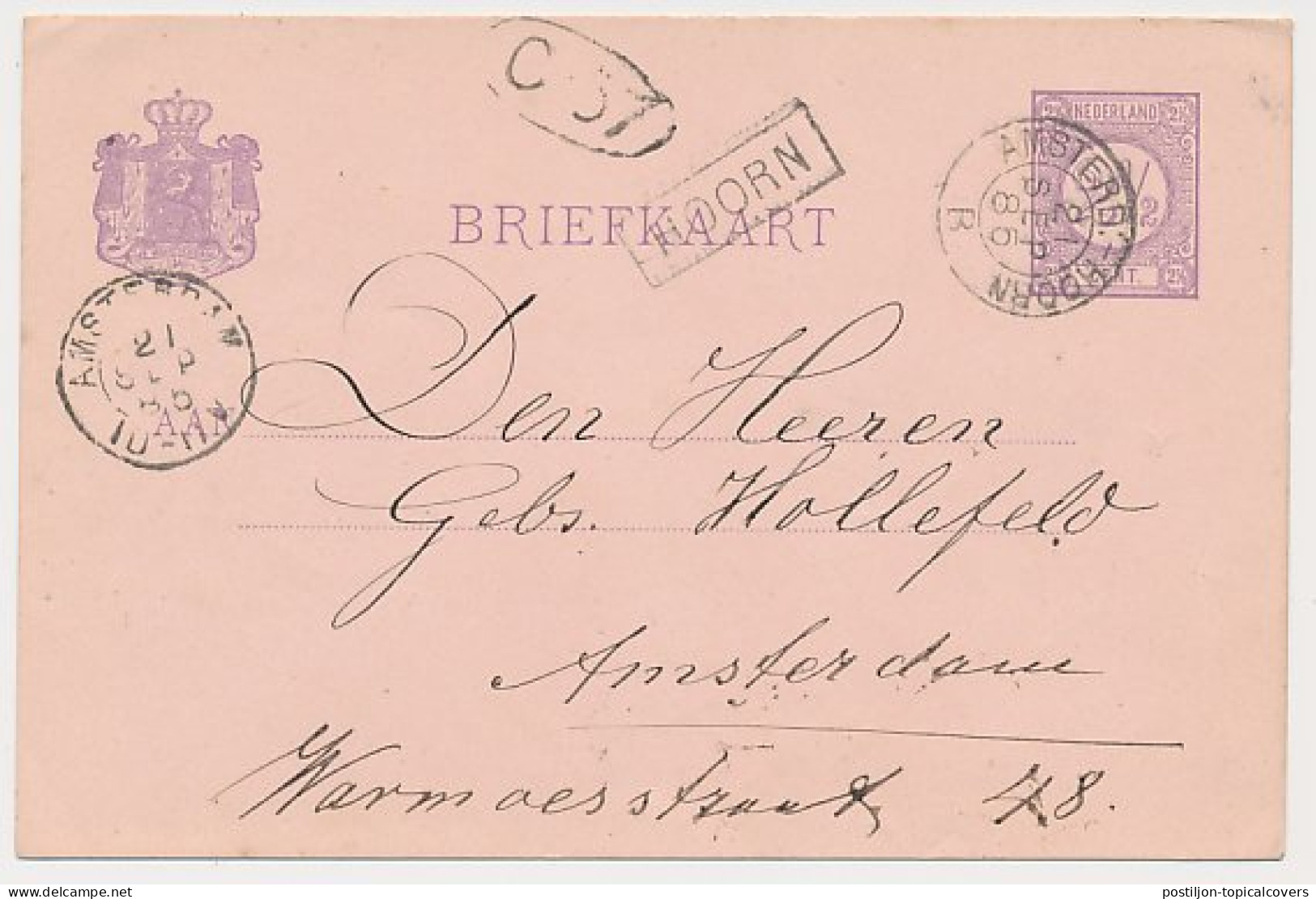 Trein Haltestempel Hoorn 1885 - Lettres & Documents