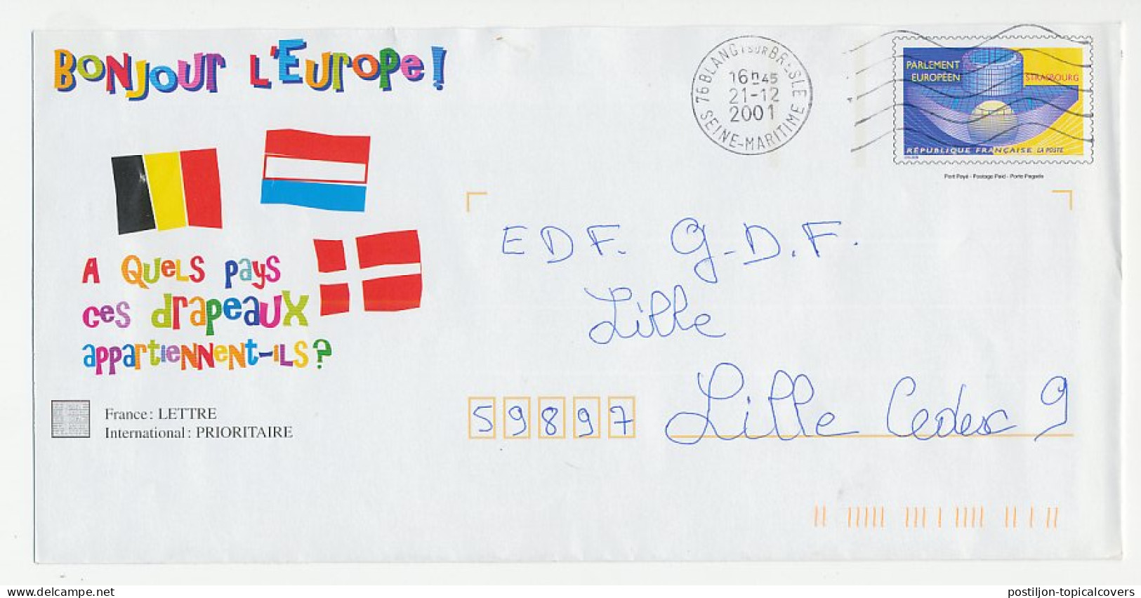 Postal Stationery / PAP France 2001 European Parliament - EU-Organe