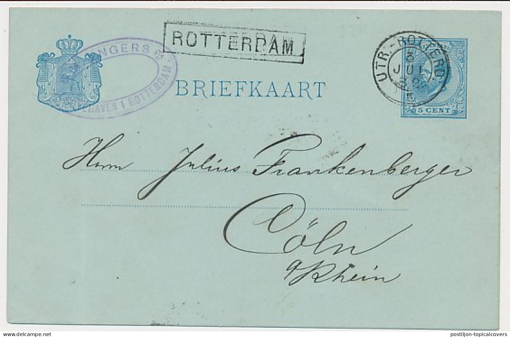 Trein Haltestempel Rotterdam 1882 - Covers & Documents