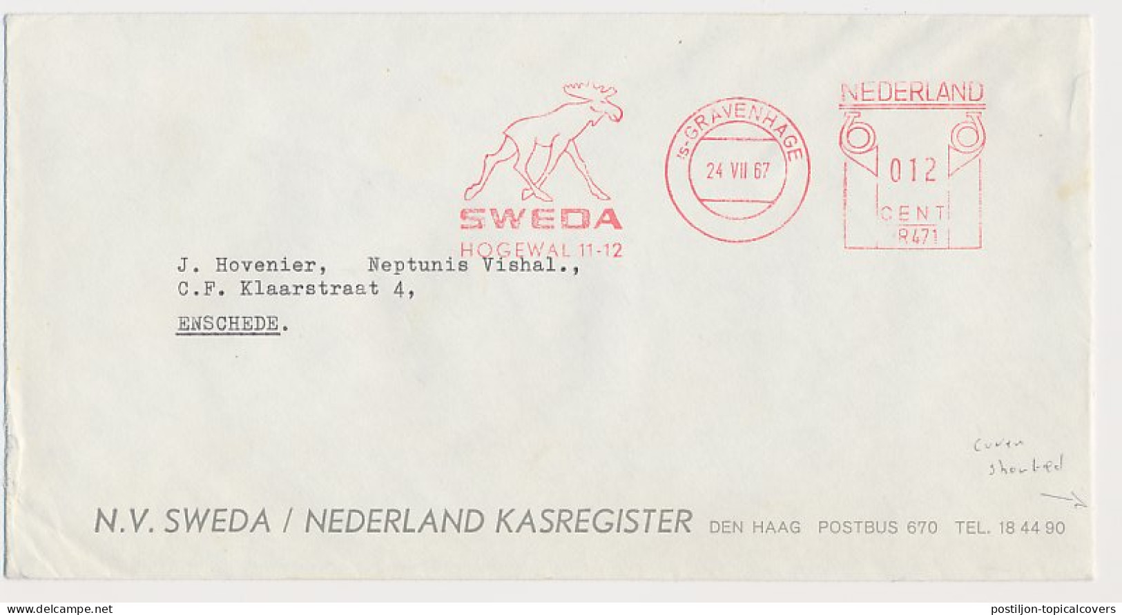 Meter Cover Netherlands 1967 Moose - The Hague - Autres & Non Classés