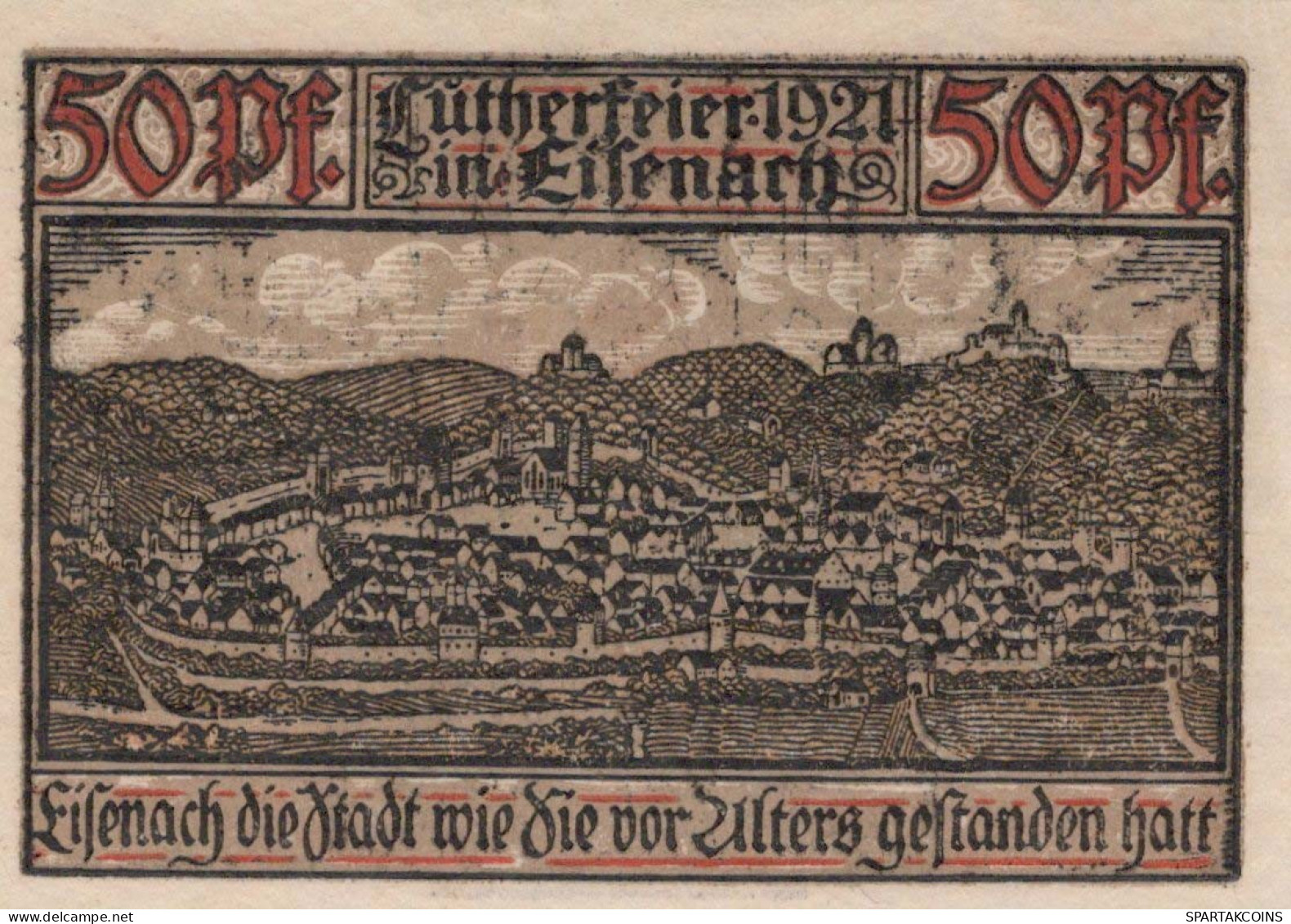 50 PFENNIG 1921 Stadt EISENACH Thuringia UNC DEUTSCHLAND Notgeld Banknote #PB123 - [11] Local Banknote Issues