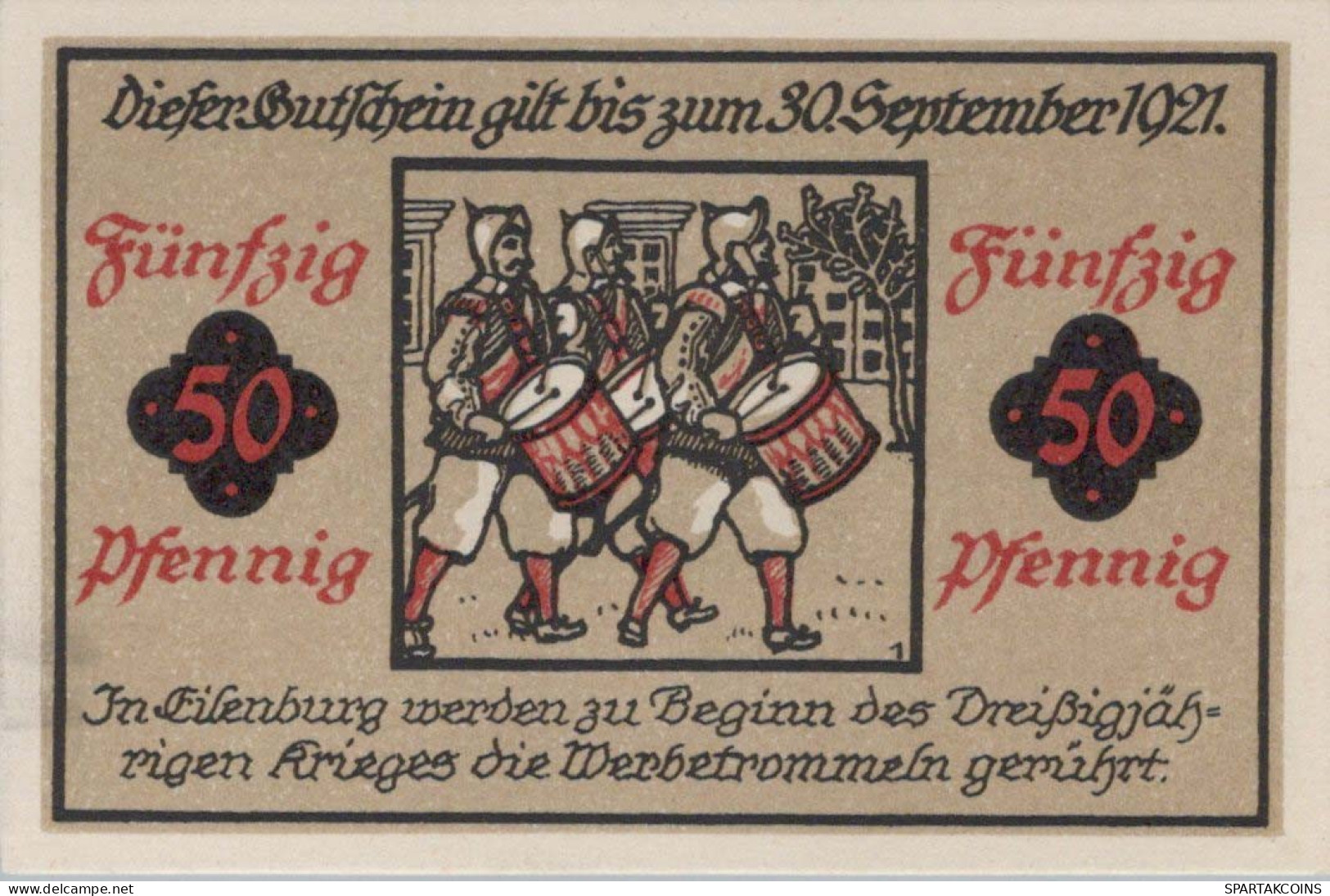 50 PFENNIG 1921 Stadt EILENBURG Saxony UNC DEUTSCHLAND Notgeld Banknote #PB081 - [11] Local Banknote Issues