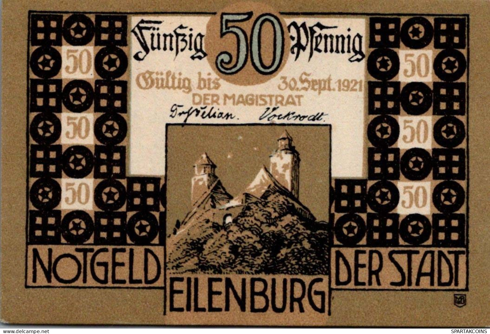 50 PFENNIG 1921 Stadt EILENBURG Saxony UNC DEUTSCHLAND Notgeld Banknote #PB075 - [11] Local Banknote Issues