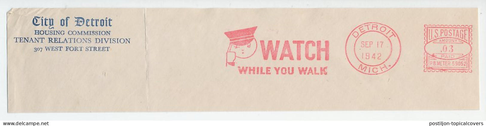 Meter Top Cut USA 1942 Traffic Safety - Watch While You Walk - Other & Unclassified