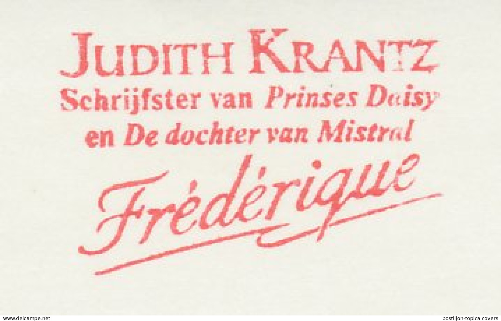 Meter Cut Netherlands 1989 Judith Krantz - Writer - Frederique ( Till We Meet Again ) - Writers