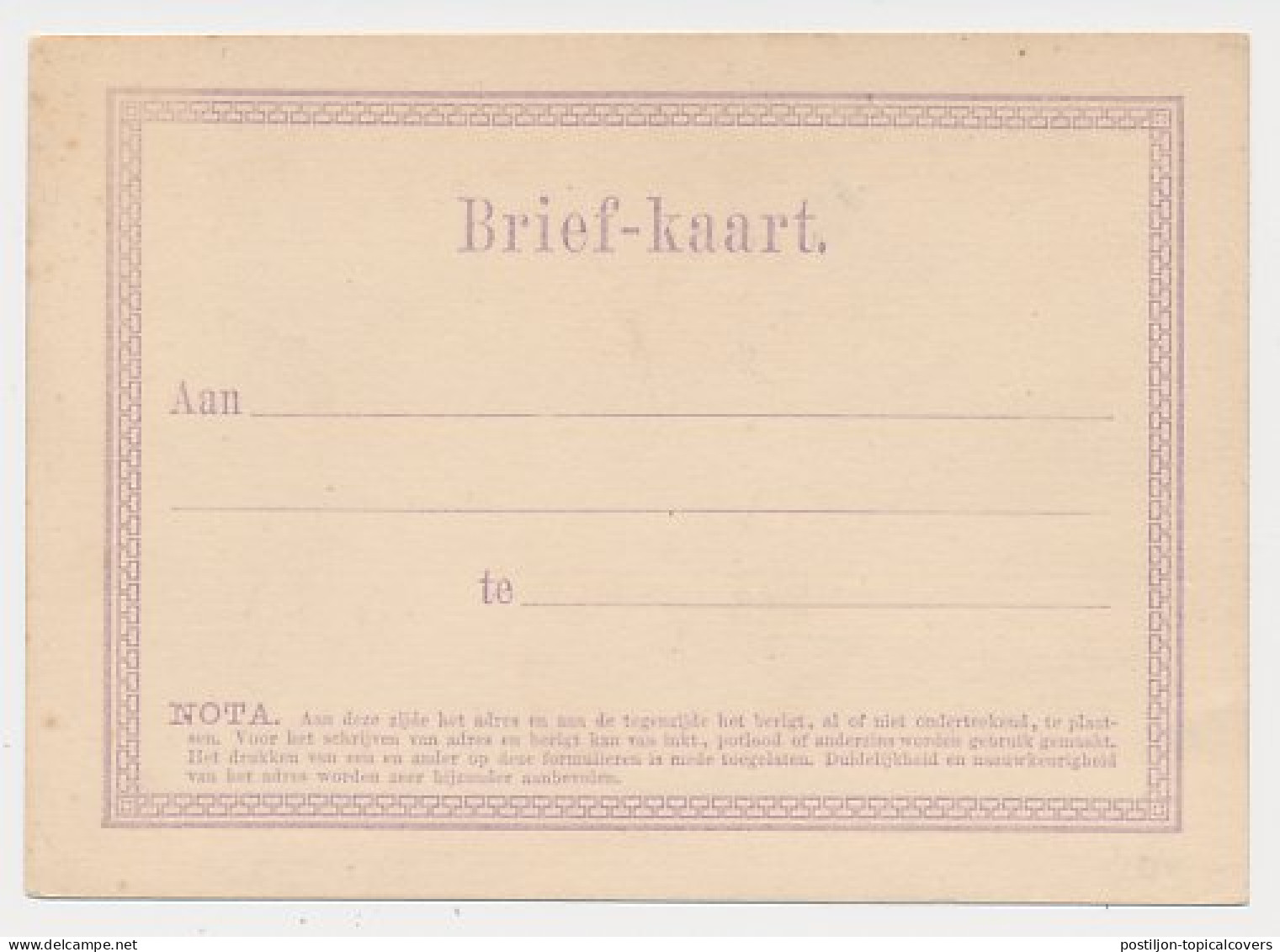 Briefkaart Formulier G. I - Entiers Postaux