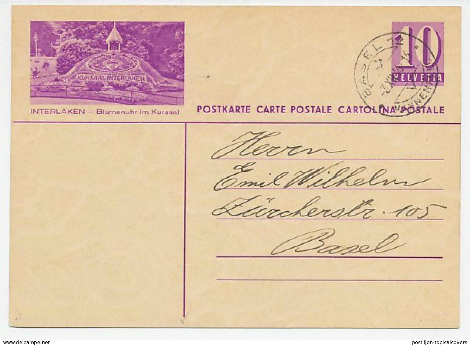 Postal Stationery Switzerland 1936 Flower Clock - Clocks