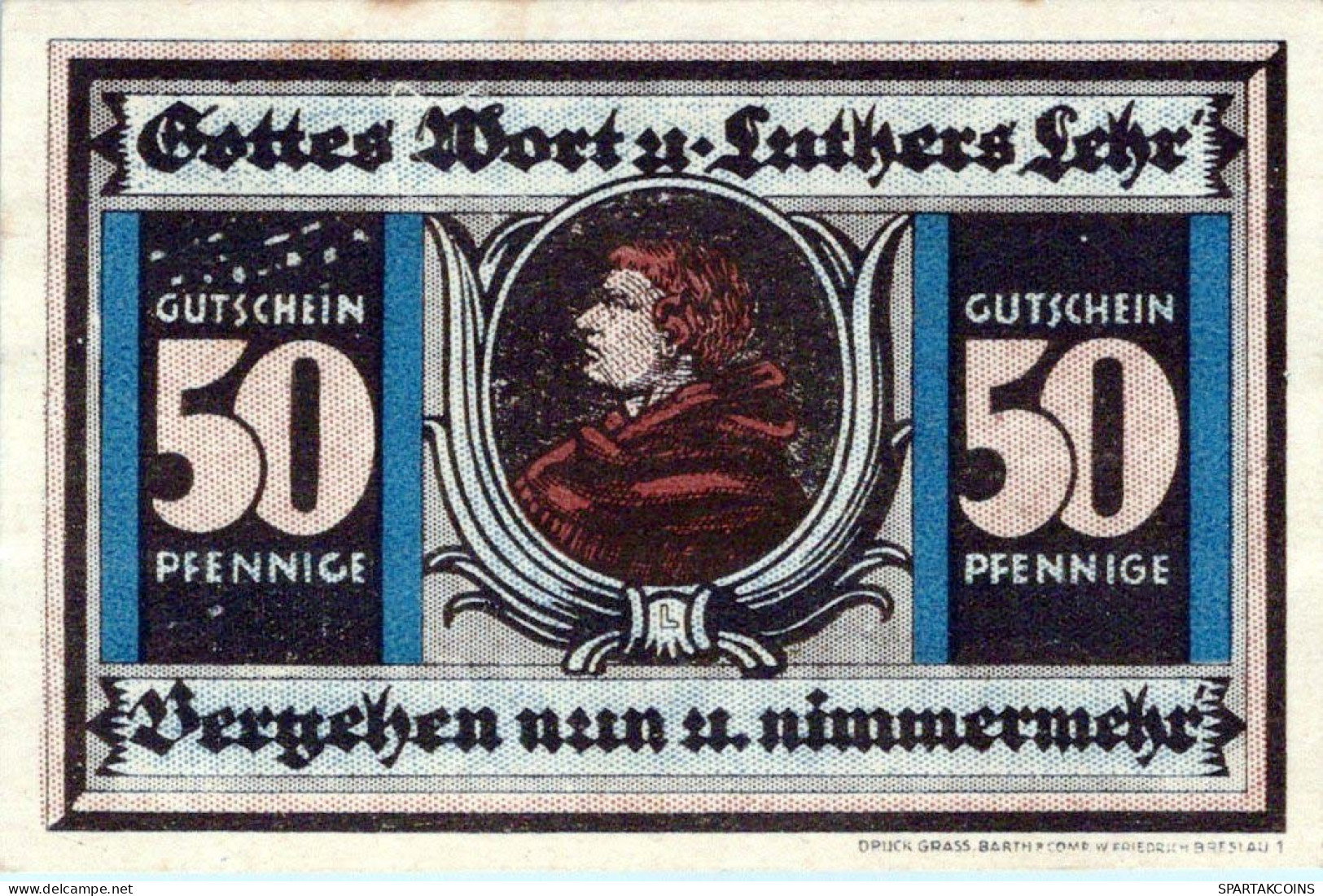 50 PFENNIG 1921 Stadt BRESLAU Niedrigeren Silesia UNC DEUTSCHLAND Notgeld #PA313 - [11] Local Banknote Issues