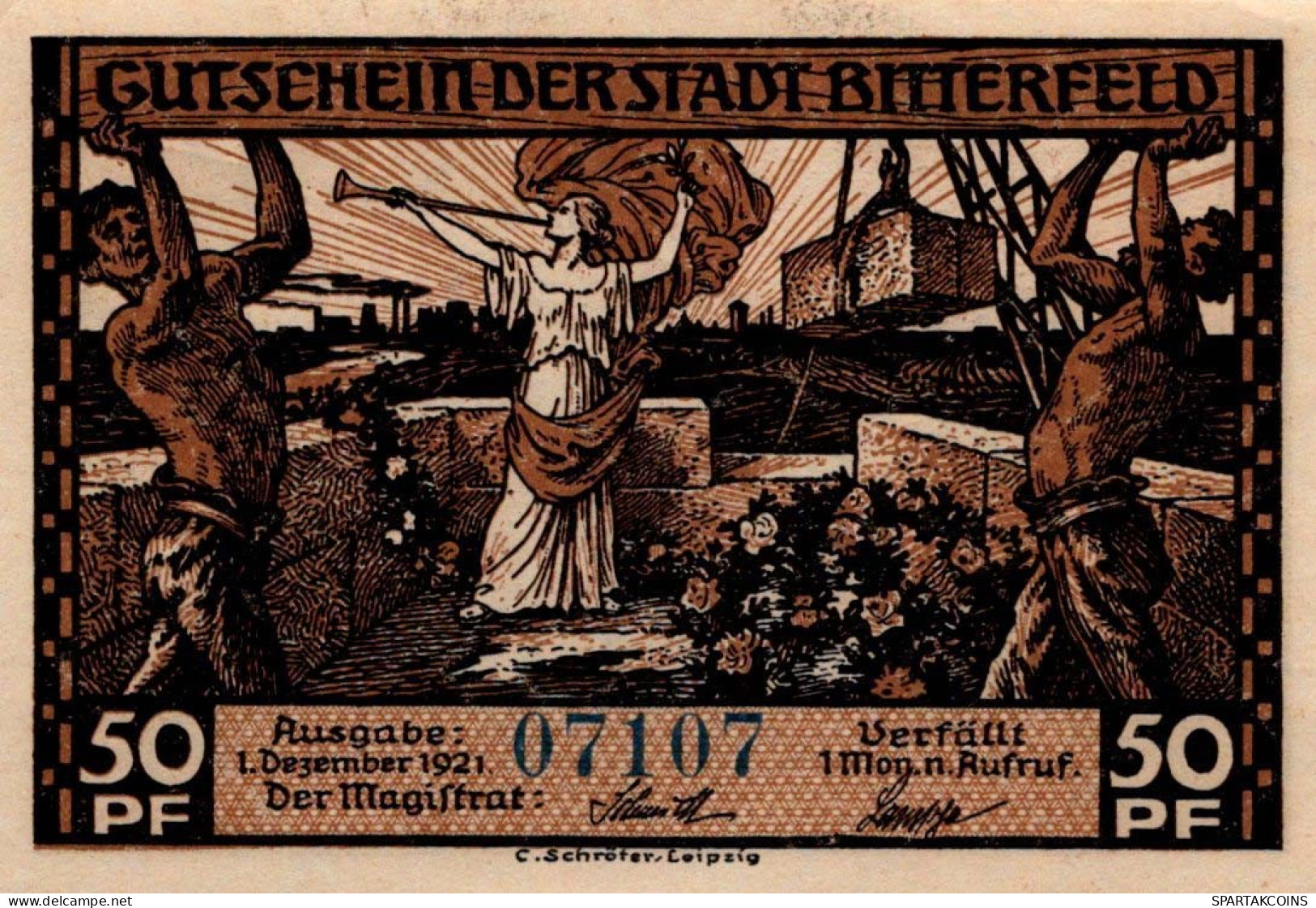 50 PFENNIG 1921 Stadt BITTERFIELD Westphalia UNC DEUTSCHLAND Notgeld #PA225 - [11] Local Banknote Issues
