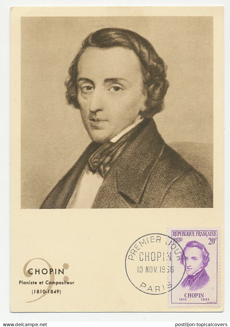 Maximum Card France 1956 Frederic Chopin - Composer - Music