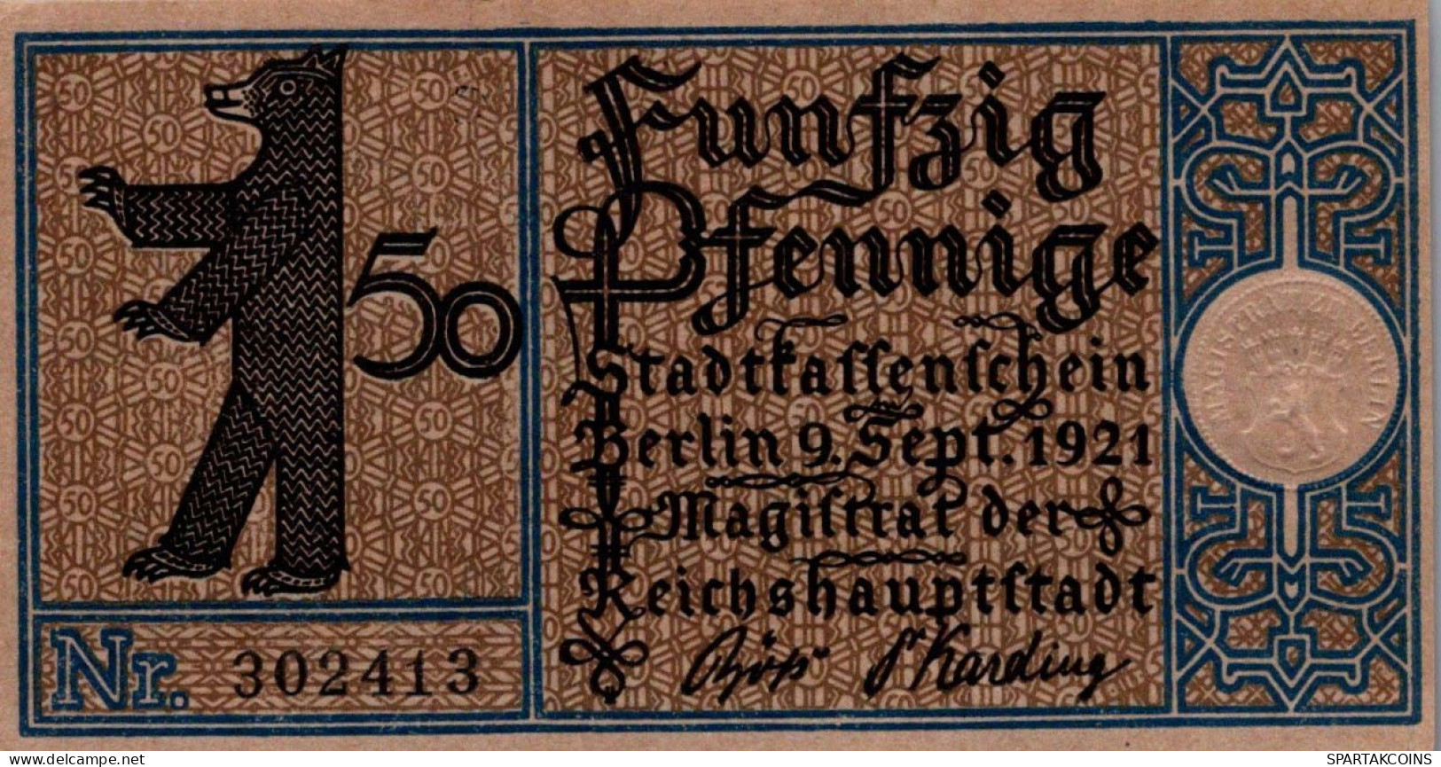 50 PFENNIG 1921 Stadt BERLIN UNC DEUTSCHLAND Notgeld Banknote #PA179 - [11] Local Banknote Issues