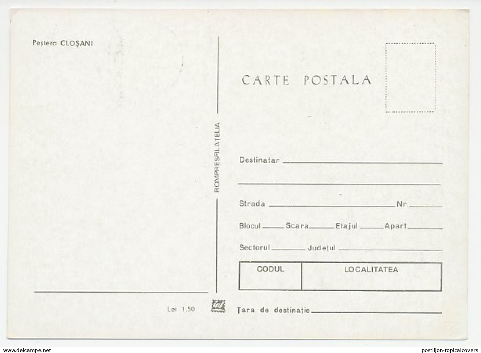 Maximum Card Rumania 1979 Stalactite Cave - Autres & Non Classés