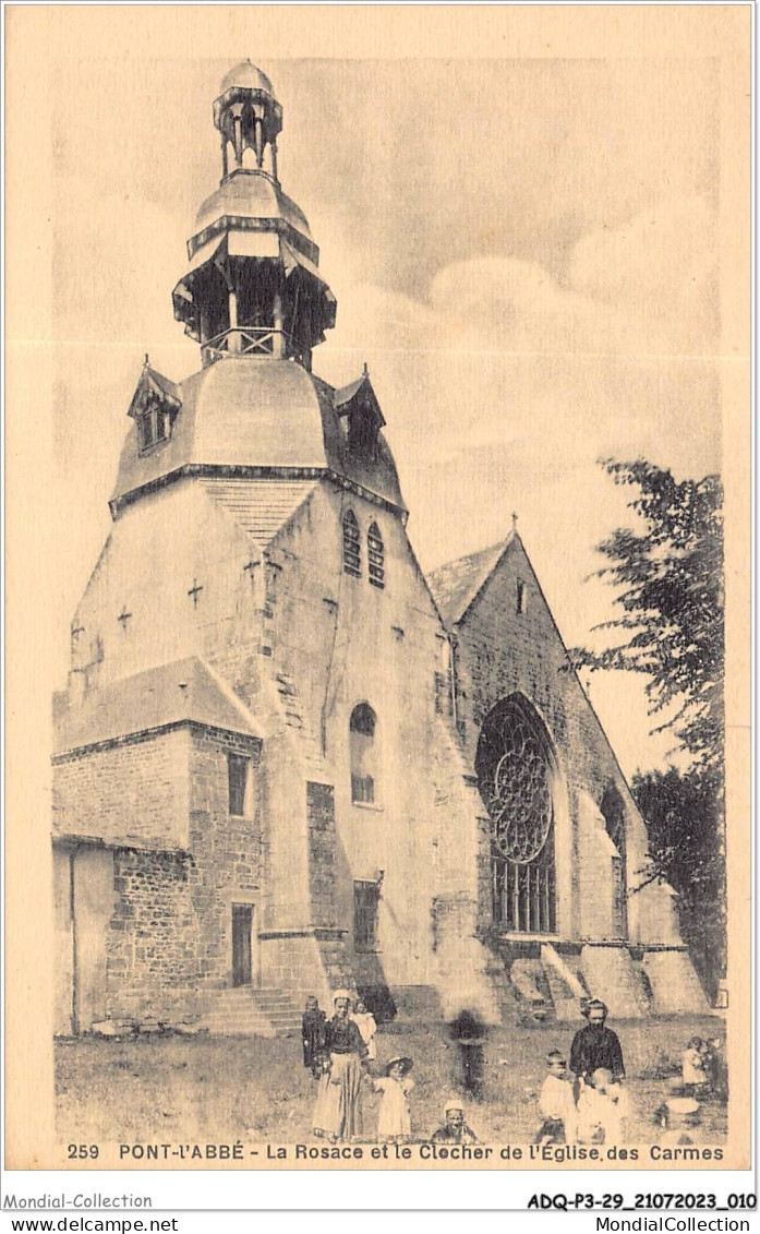 ADQP3-29-0192 - PONT-L'ABBE - La Rosace Et Le Clocher De L'église - Des Carmes - Pont L'Abbe