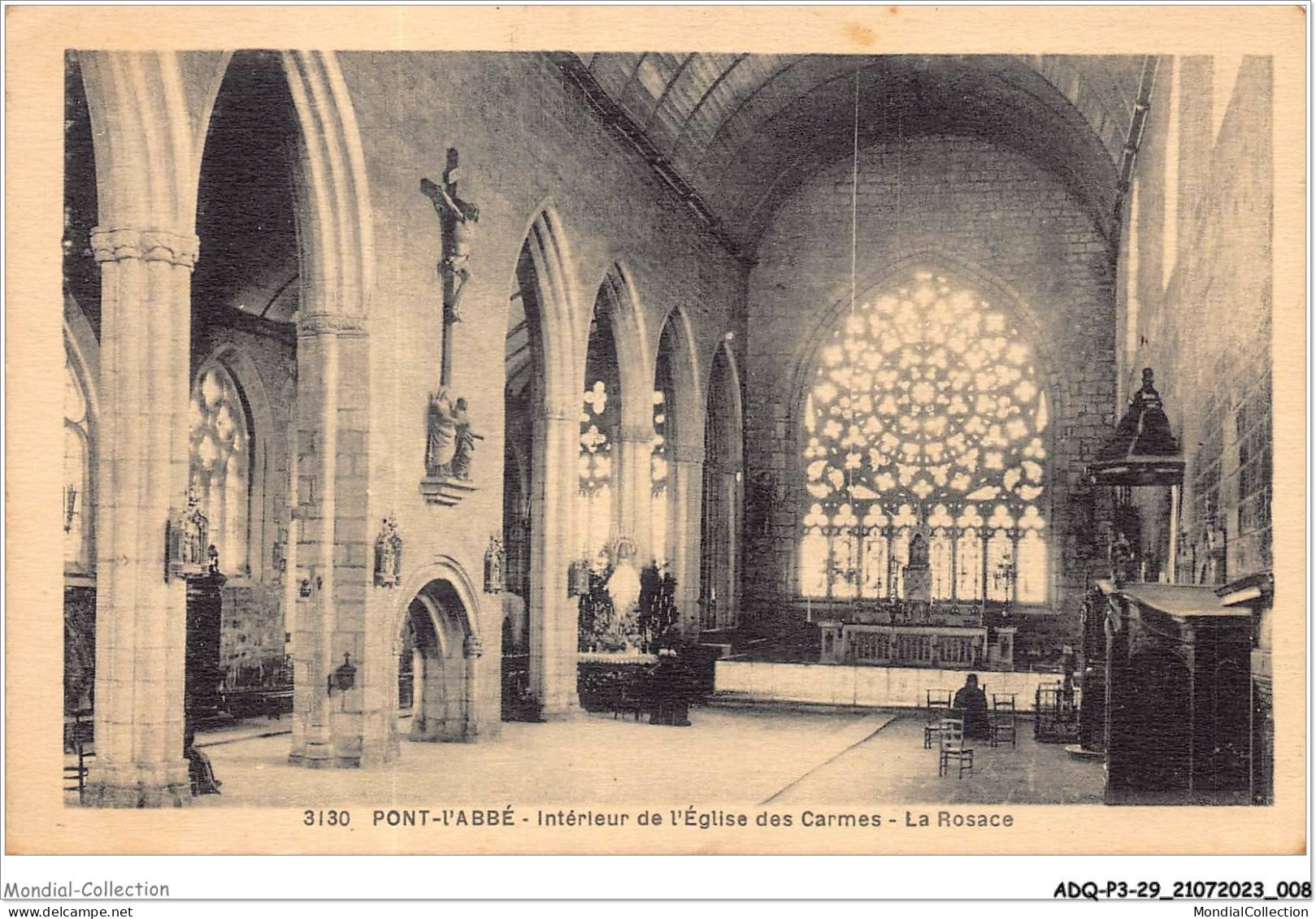 ADQP3-29-0191 - PONT-L'ABBE - Intérieur De L'église Des Carmes - La Rosace - Pont L'Abbe