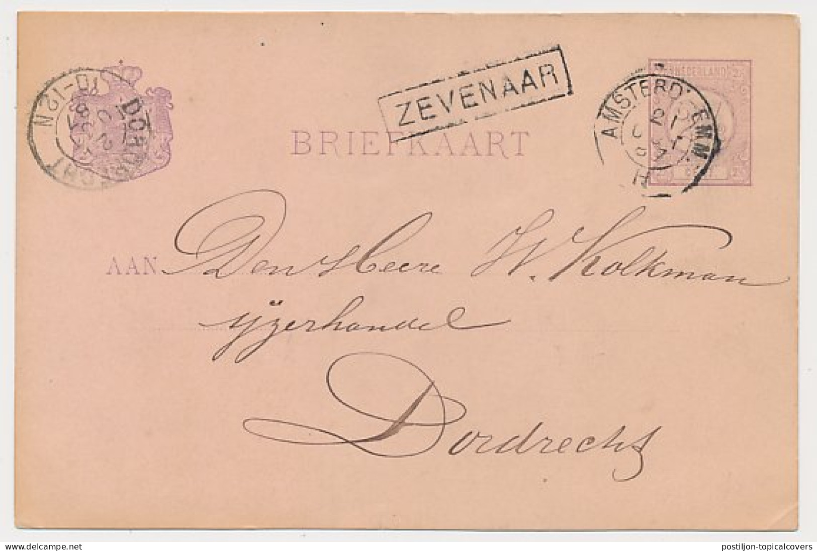 Didam - Trein Haltestempel Zevenaar 1887 - Lettres & Documents