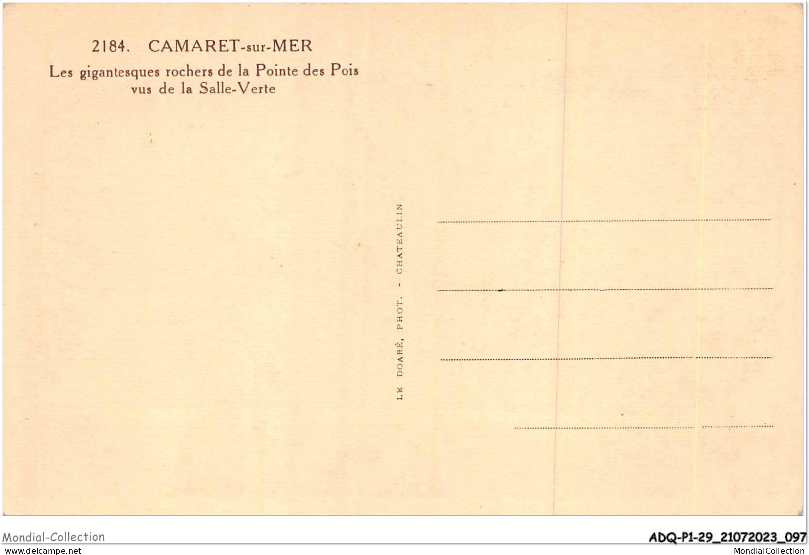 ADQP1-29-0049 - CAMARET-SUR-MER - Les Gigantesques Rochers De La Pointe Des Pois Vus De La Salle-verte - Camaret-sur-Mer