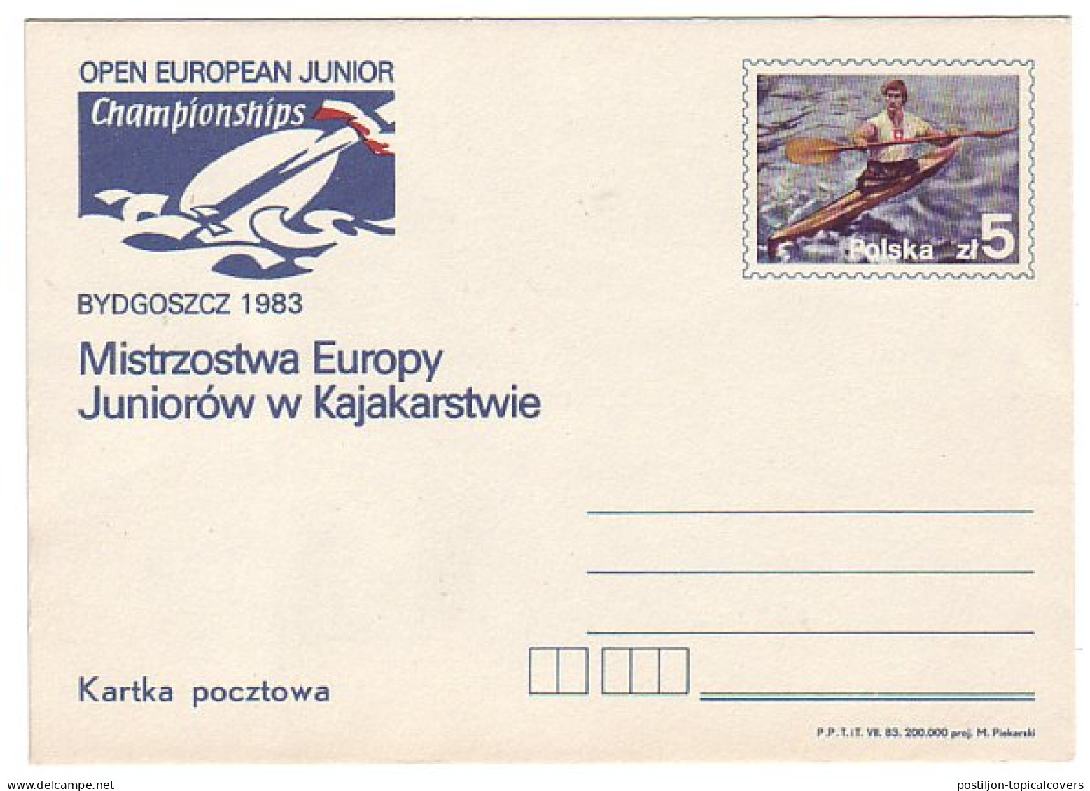Postal Stationery Poland 1983 Kayaking - European Championships - Sonstige & Ohne Zuordnung