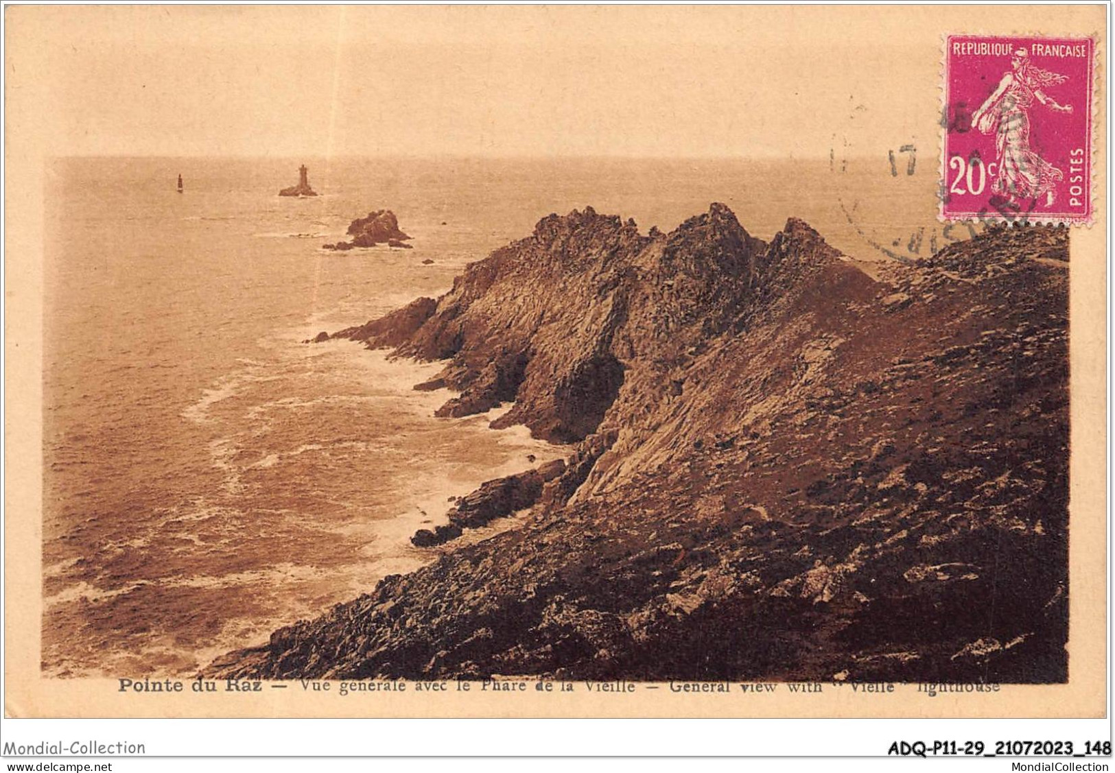 ADQP11-29-1076 - LA POINTE DU RAZ - Vue Générale Avec Le Phare De La Vieille - La Pointe Du Raz