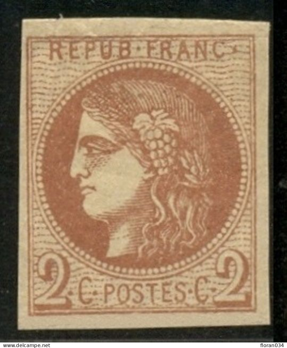 France N° 40B Neuf * - Signé A.Brun - Cote 360 Euros - TTB Qualité - 1870 Bordeaux Printing