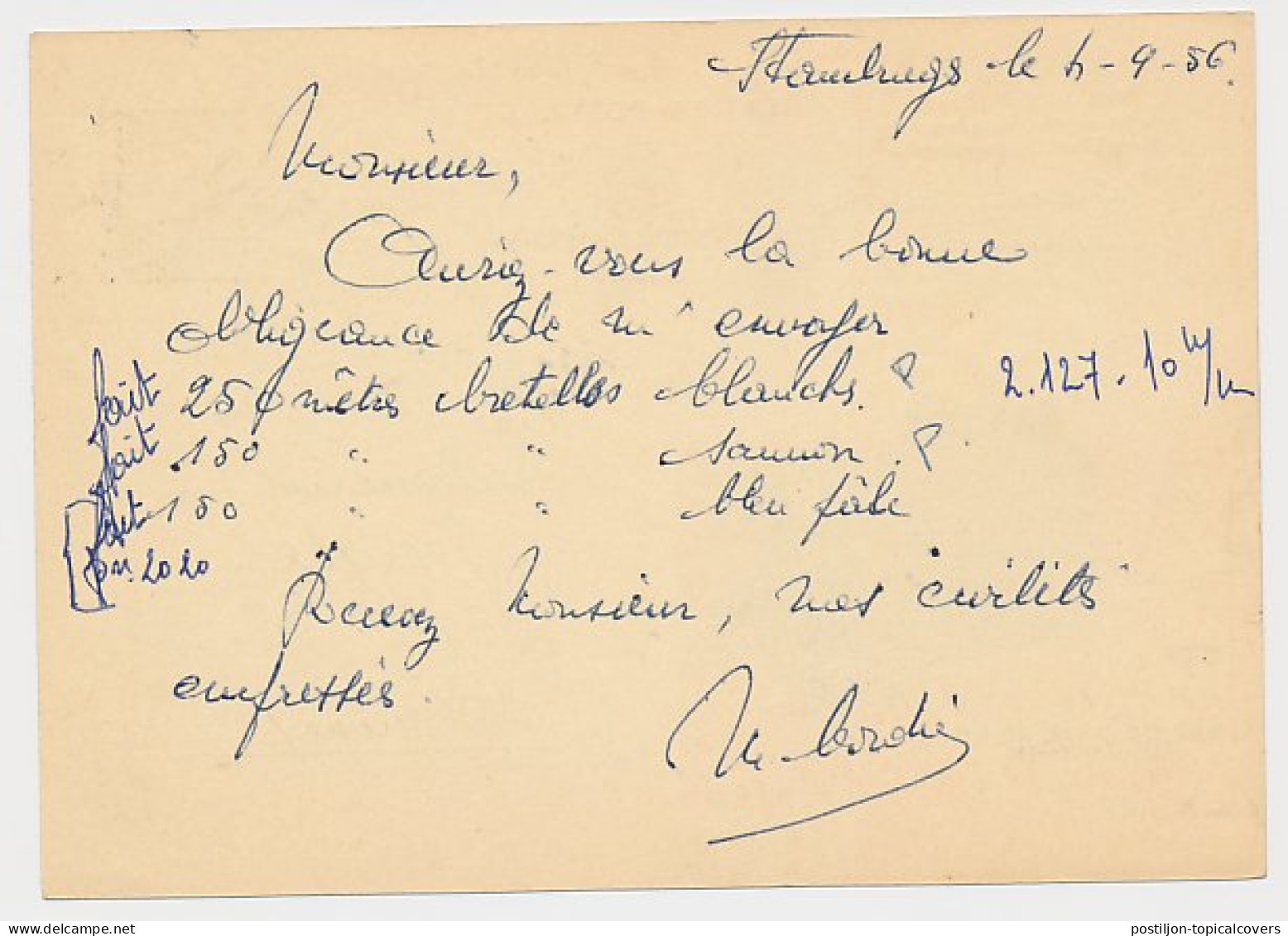 Publibel - Postal Stationery Belgium 1956 Engine - Autres & Non Classés