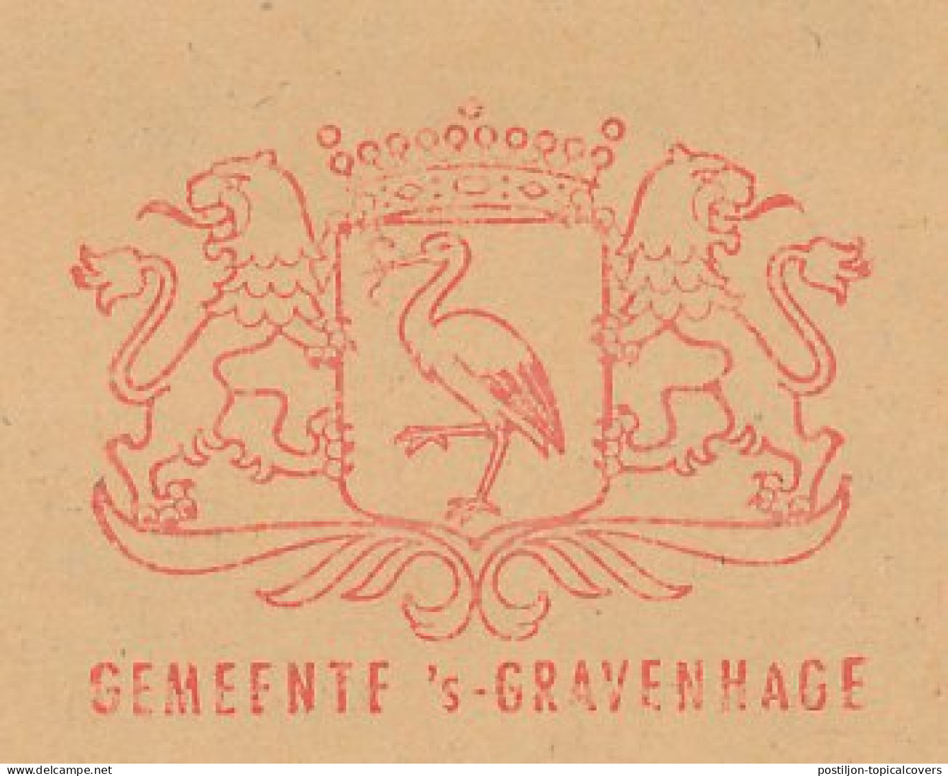 Meter Cover Netherlands 1980 Bird - Stork - Fish - Eel - Municipal Coat Of Arms The Hague - Other & Unclassified
