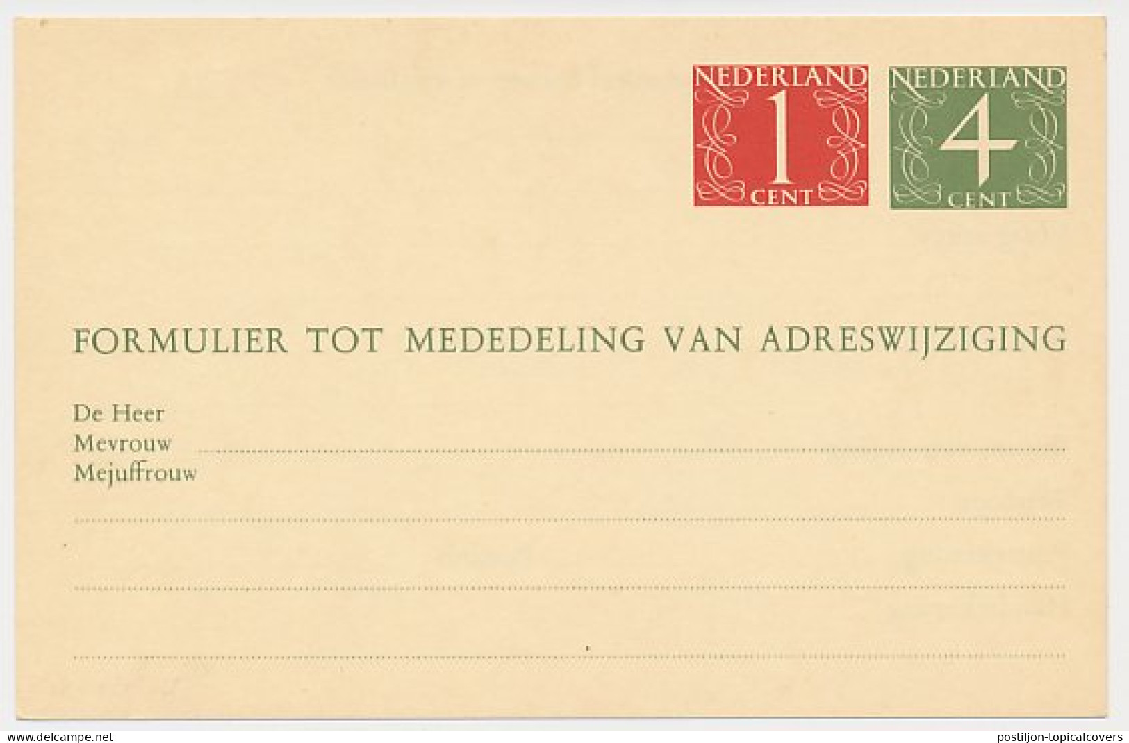 Verhuiskaart G. 29 - Entiers Postaux