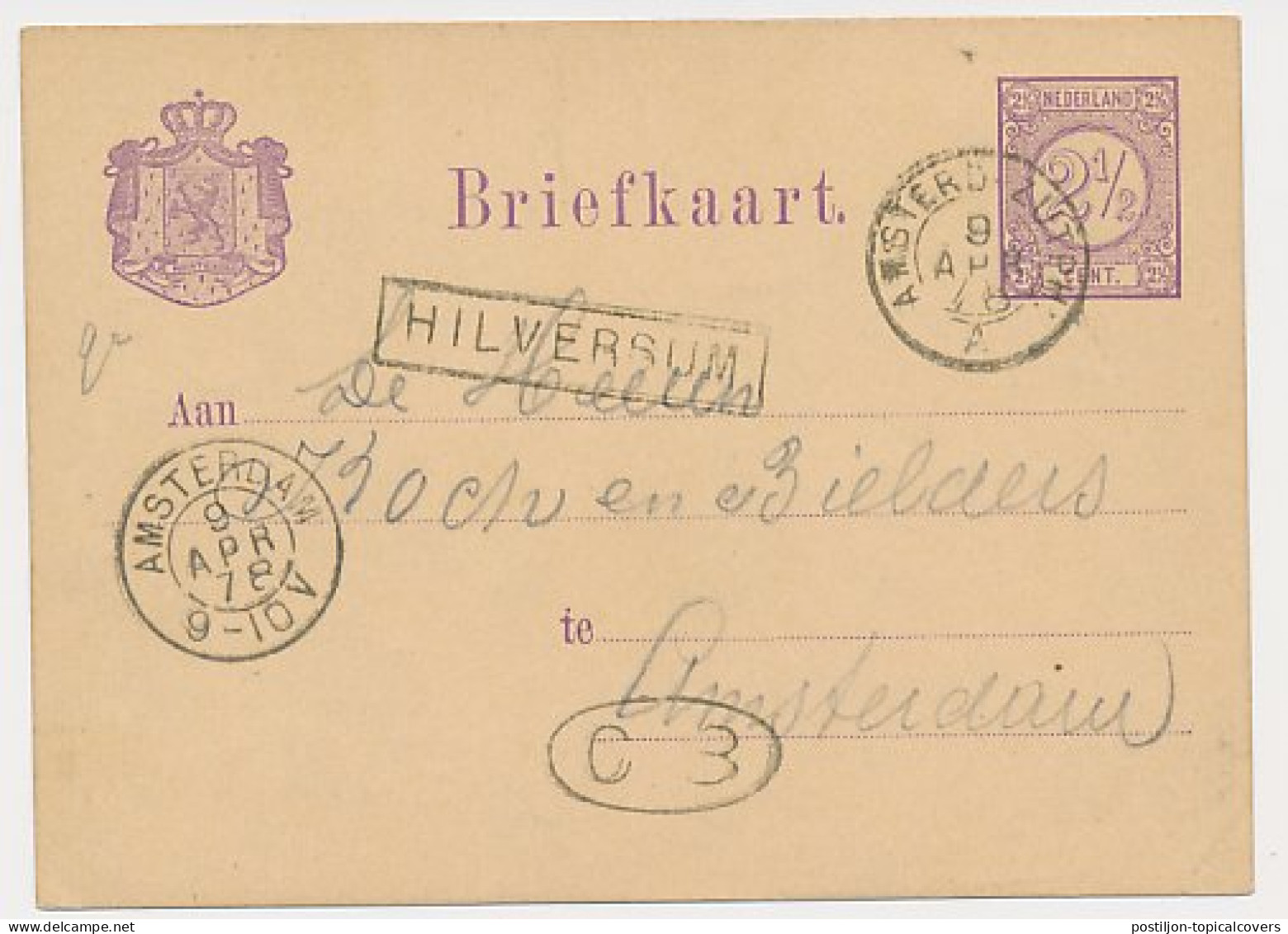 Trein Haltestempel Hilversum 1878 - Covers & Documents