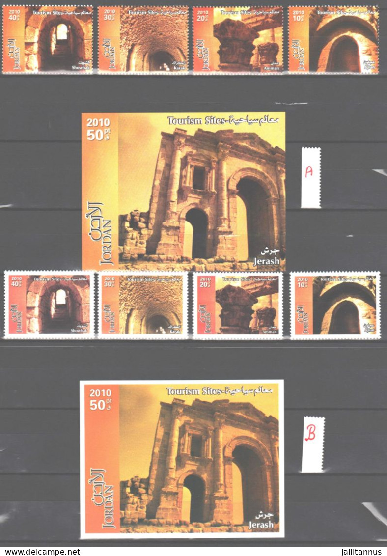 Jordan - Set 2010 Tourism Group A Common + Group B Not In Circulation Error There Is A White Frame - Jordan