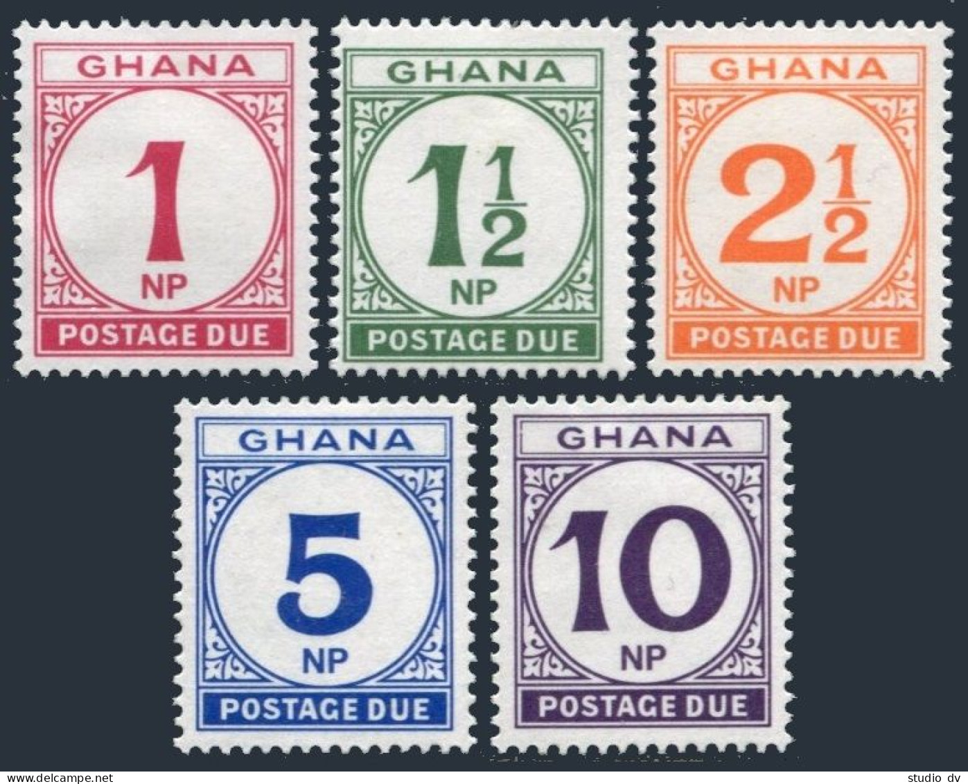 Ghana J16-J20,hinged.Michel P19-P23. Due Stamps 1970.Numerals. - Prematasellado