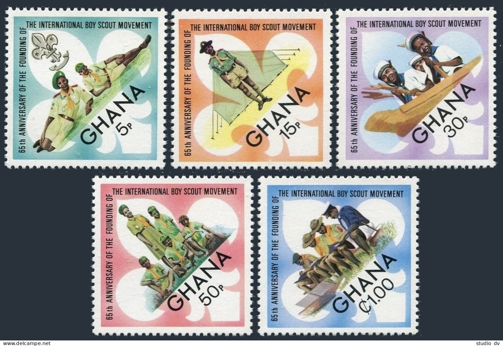 Ghana 460-464,MNH.Mi 479-483. Boy Scout Movement-65.1972. Sea Scouts,Cub Scouts. - Préoblitérés