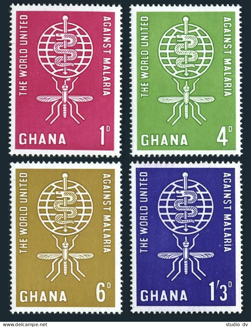 Ghana 128-131,131a,hinged. Mi 134-137,Bl.7. WHO Drive To Eradicate Malaria, 1962 - Préoblitérés