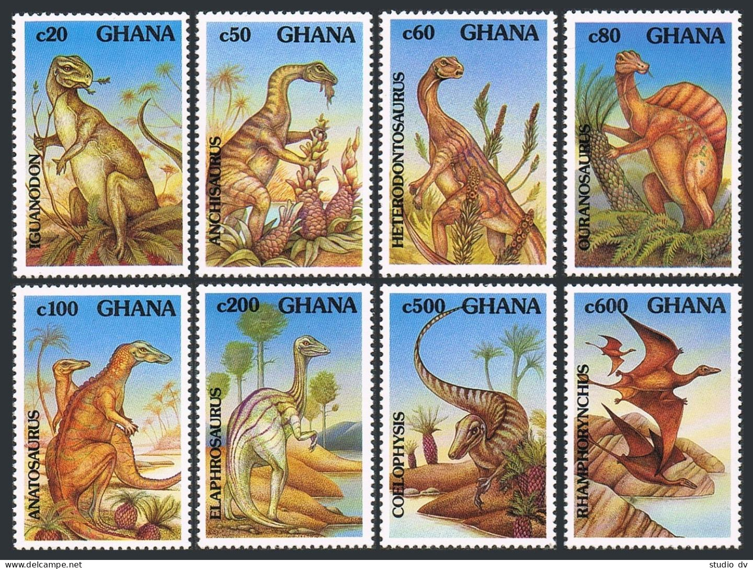 Ghana 1453-1460,MNH.Michel 1702-1709. Dinosaurs 1992. - Préoblitérés