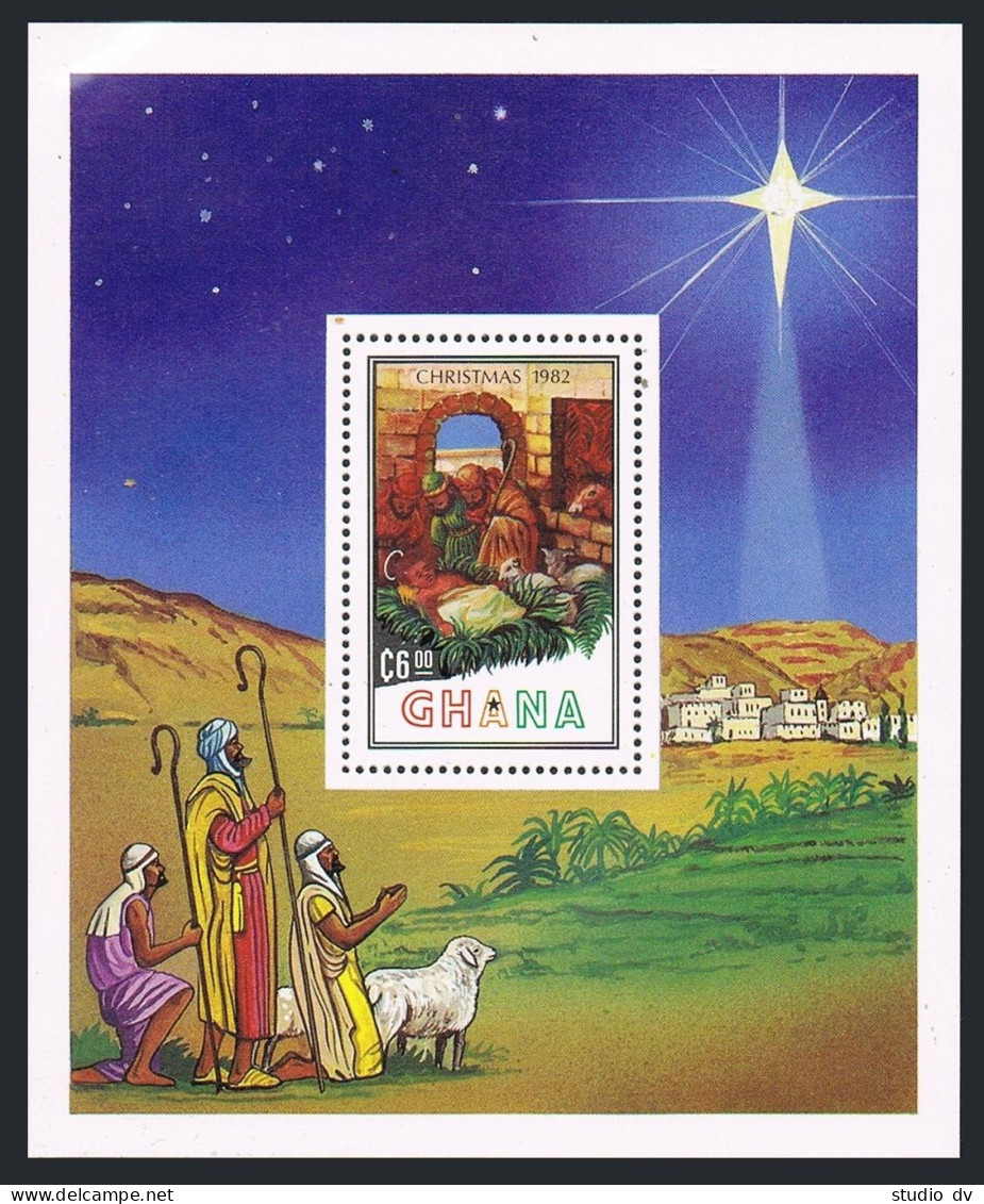 Ghana 817-820,821, MNH. Mi 959-962,Bl.98. Christmas 1982, Nativity. Holy Family, - Préoblitérés