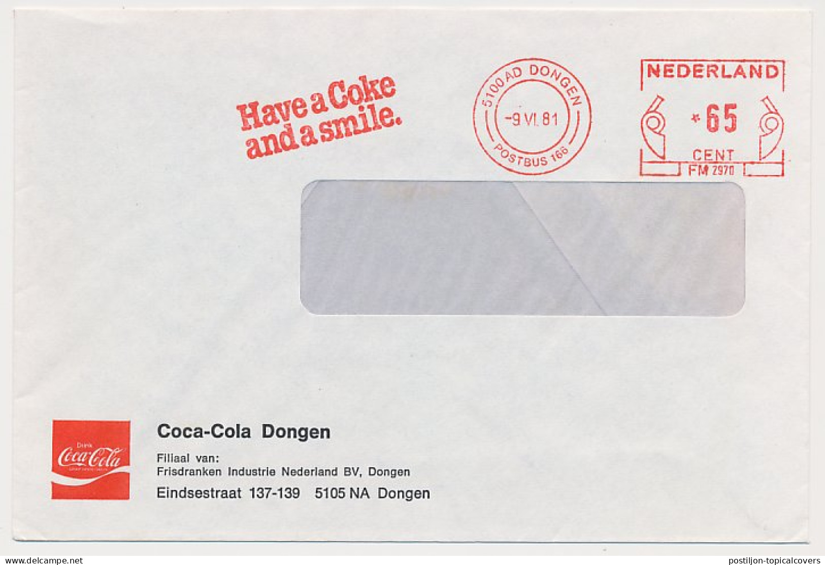 Meter Cover Netherlands 1981 Coca Cola - Dongen - Altri & Non Classificati