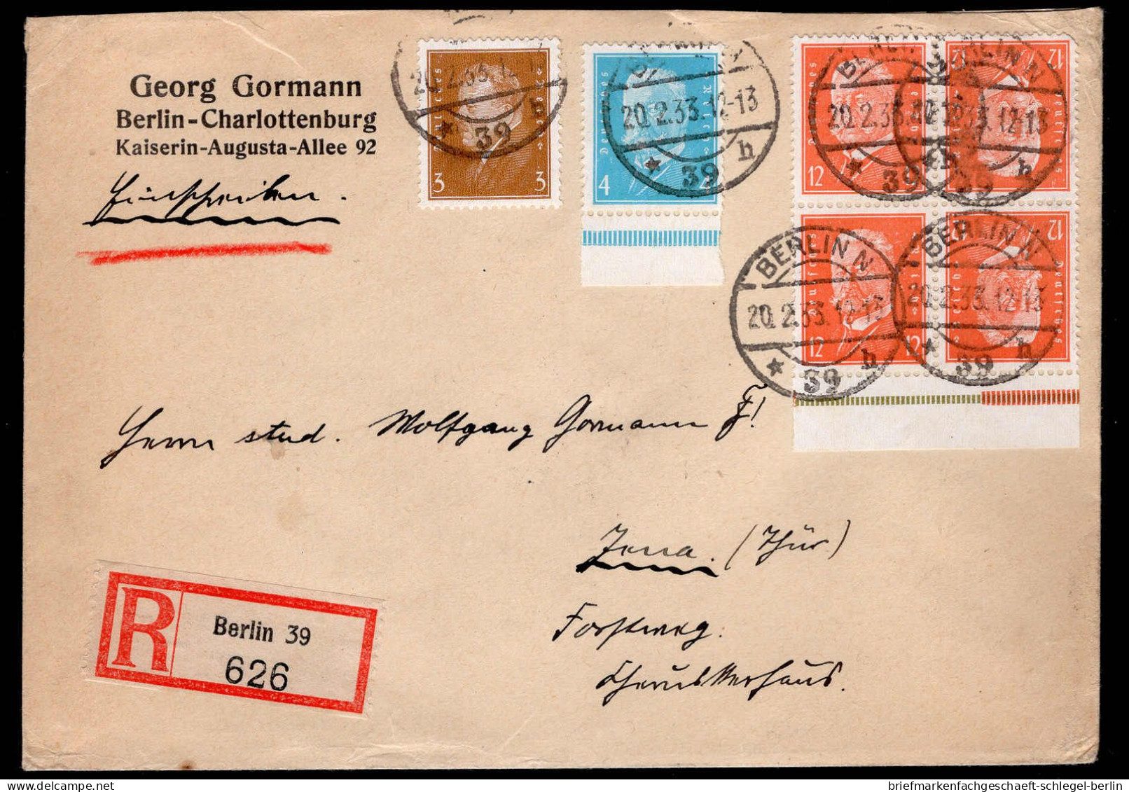 Deutsches Reich, 1933, K 13, Brief - Zusammendrucke