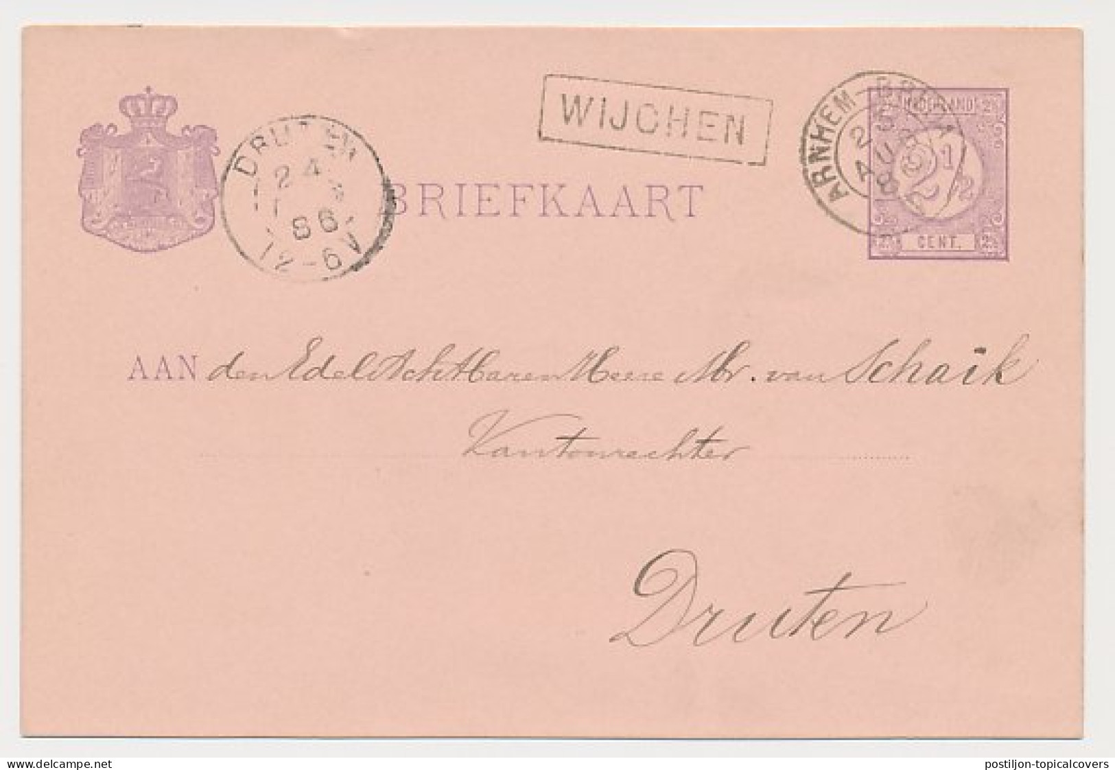 Trein Haltestempel Wijchen 1886 - Covers & Documents