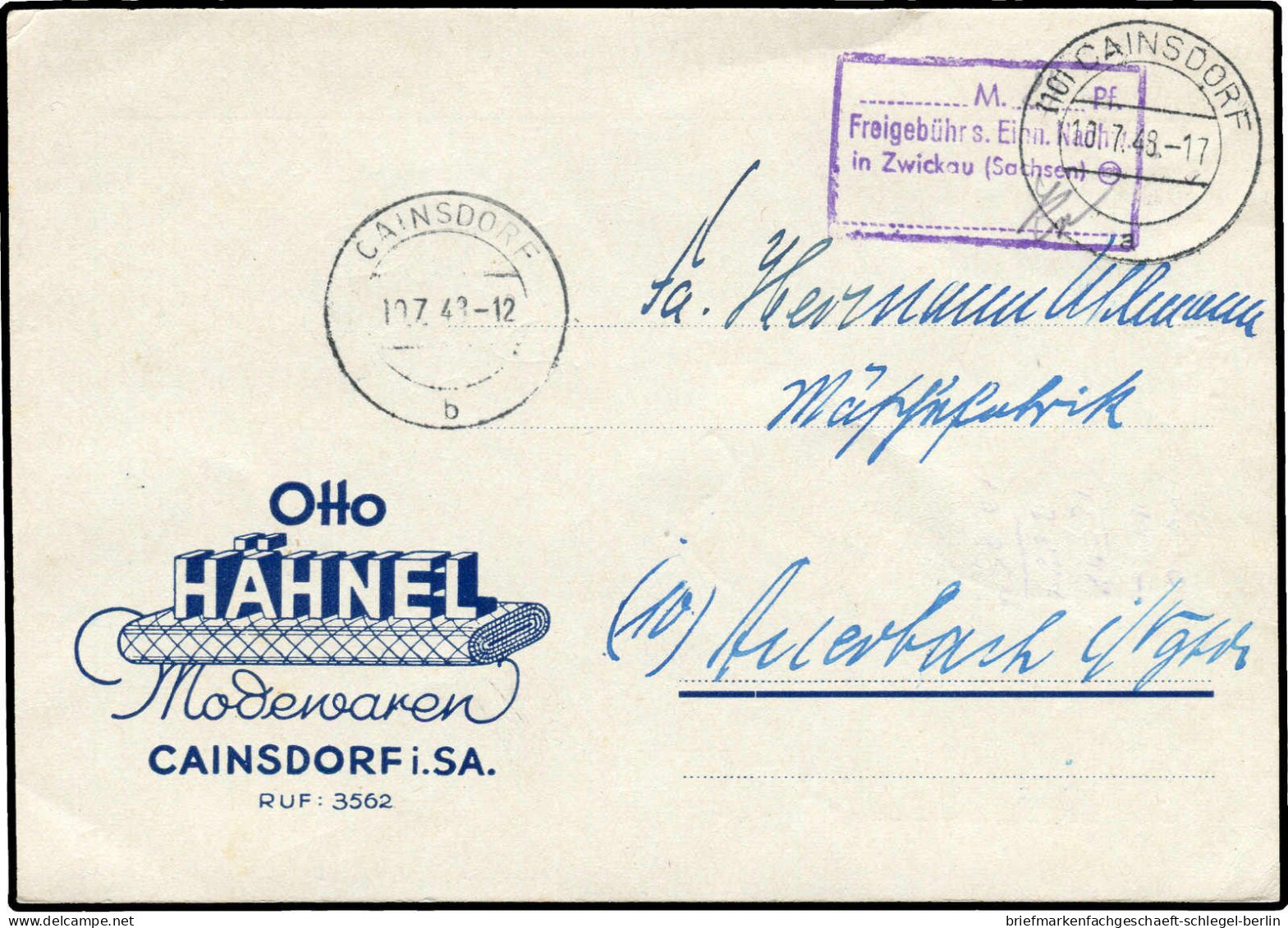 SBZ - Ostsachsen, 1948, Brief - Autres & Non Classés