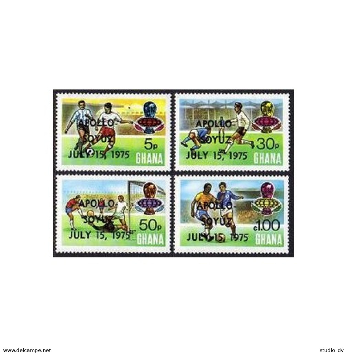 Ghana 549-552,553 Sheet, MNH .Michel 597-600, Bl.60A. Soccer, APOLLO/SOYUZ,1975. - Préoblitérés