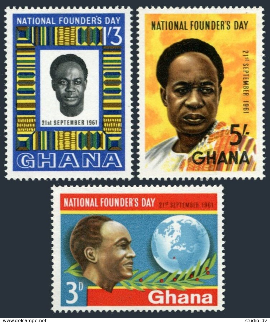 Ghana 104-06,104a-06a,MNH.Michel 106-108,Bl.3-6. National Founders Day:Nkrumah. - VorausGebrauchte