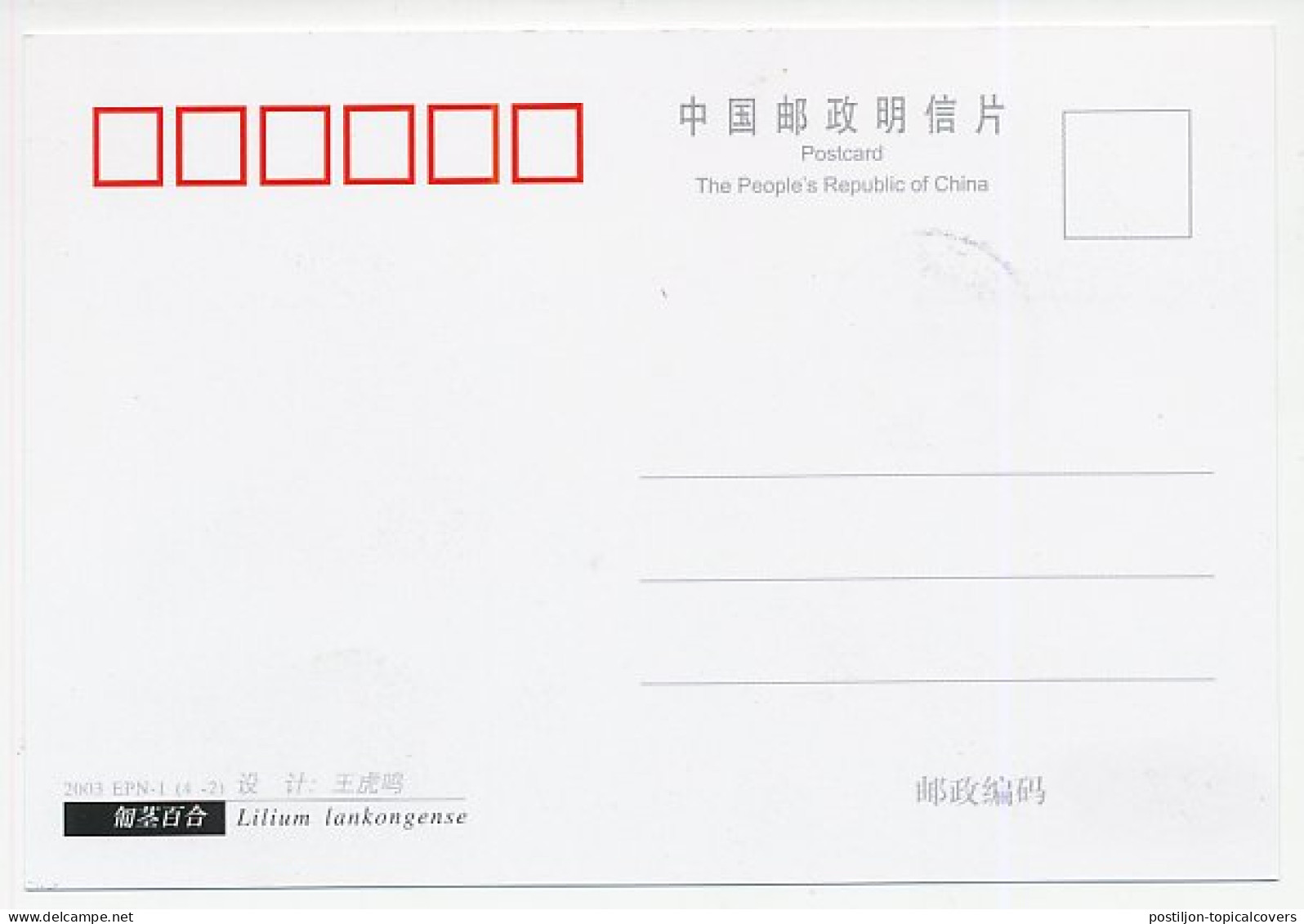 Maximum Card China 2003 Lily - Lilium Lankongense - Other & Unclassified
